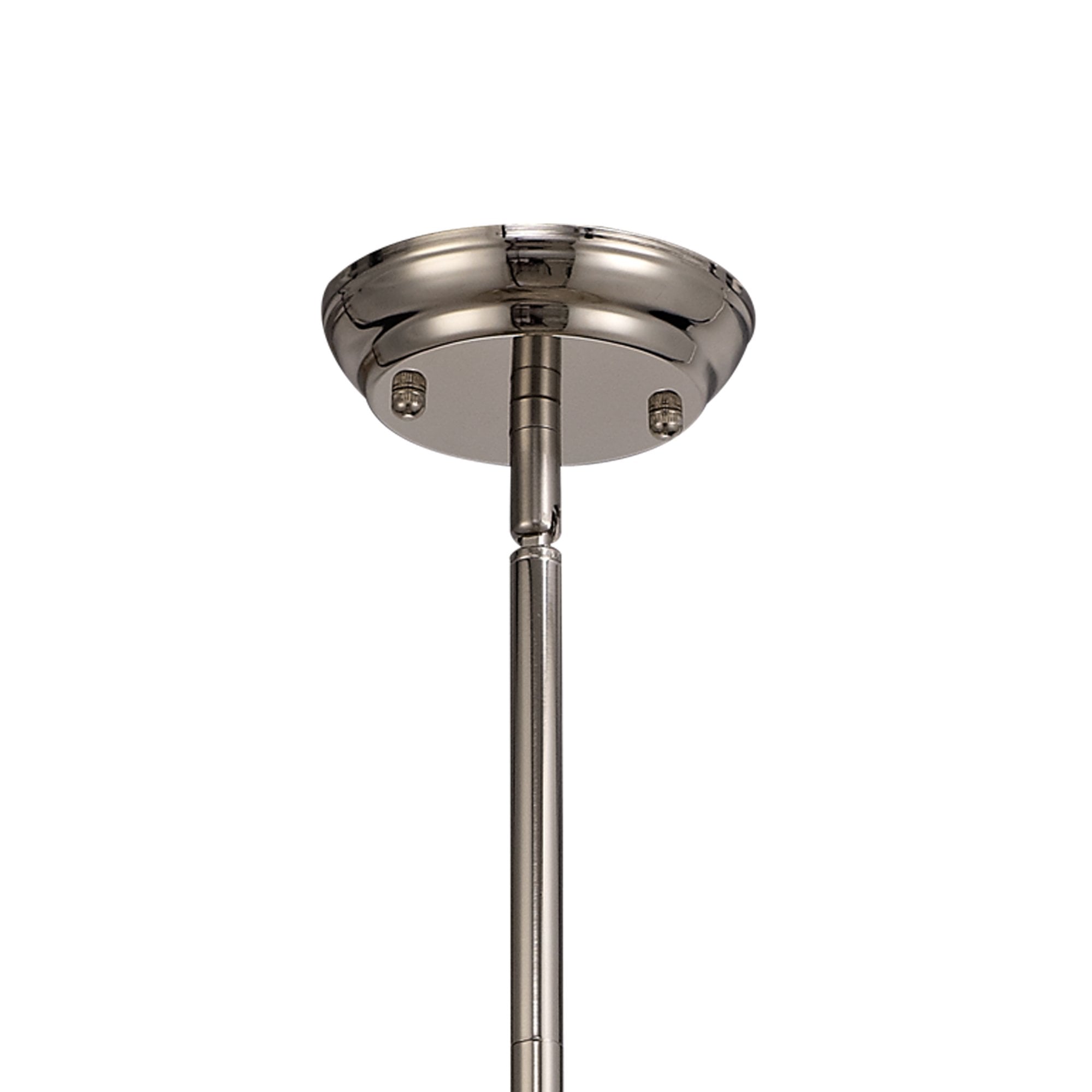 Fabula Crescent Single Pendant - 30cm Tiffany Shade - Polished Nickel & Beige