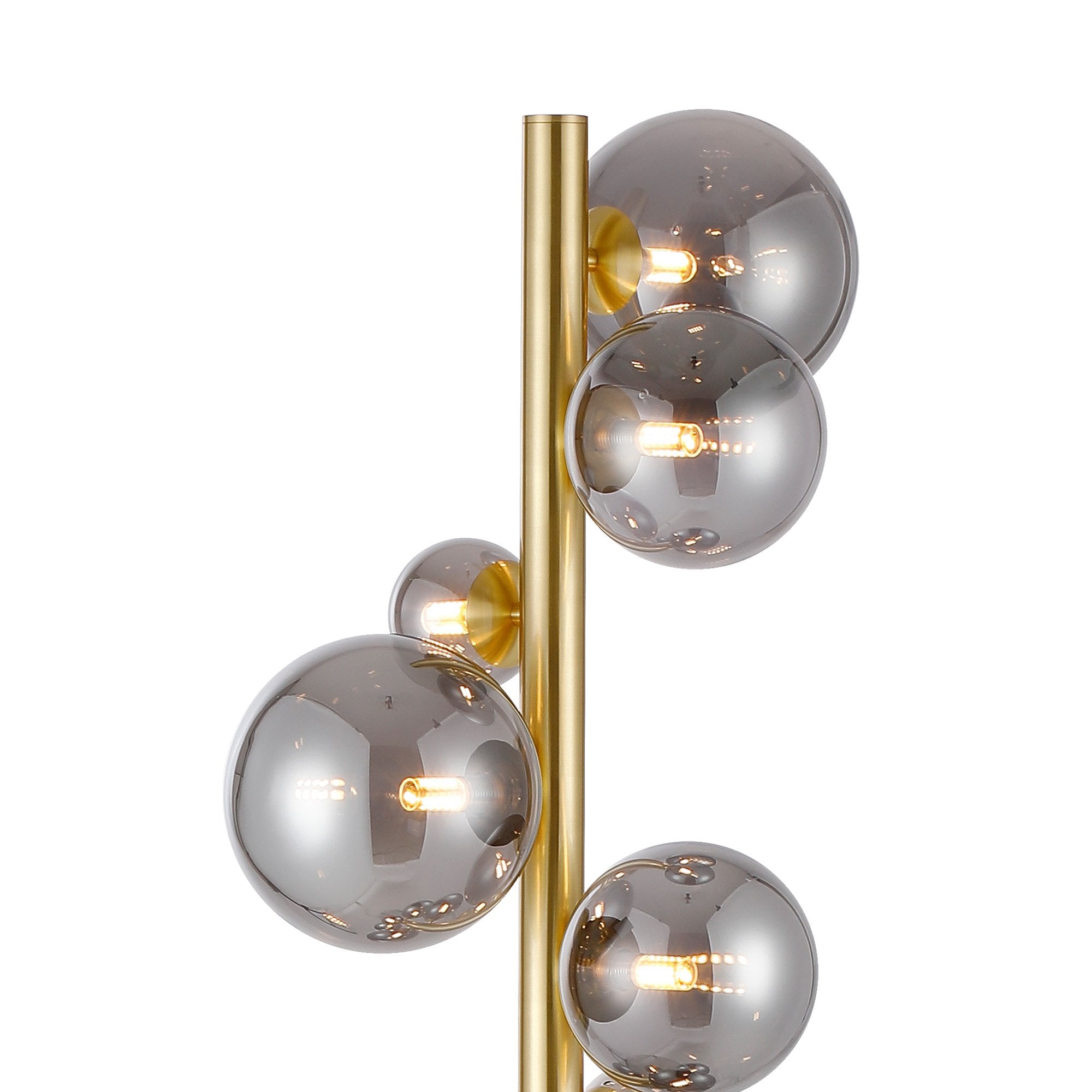 Fabula Deacon 11 Light Floor Lamp - Satin Gold & Smoke Plated Glass