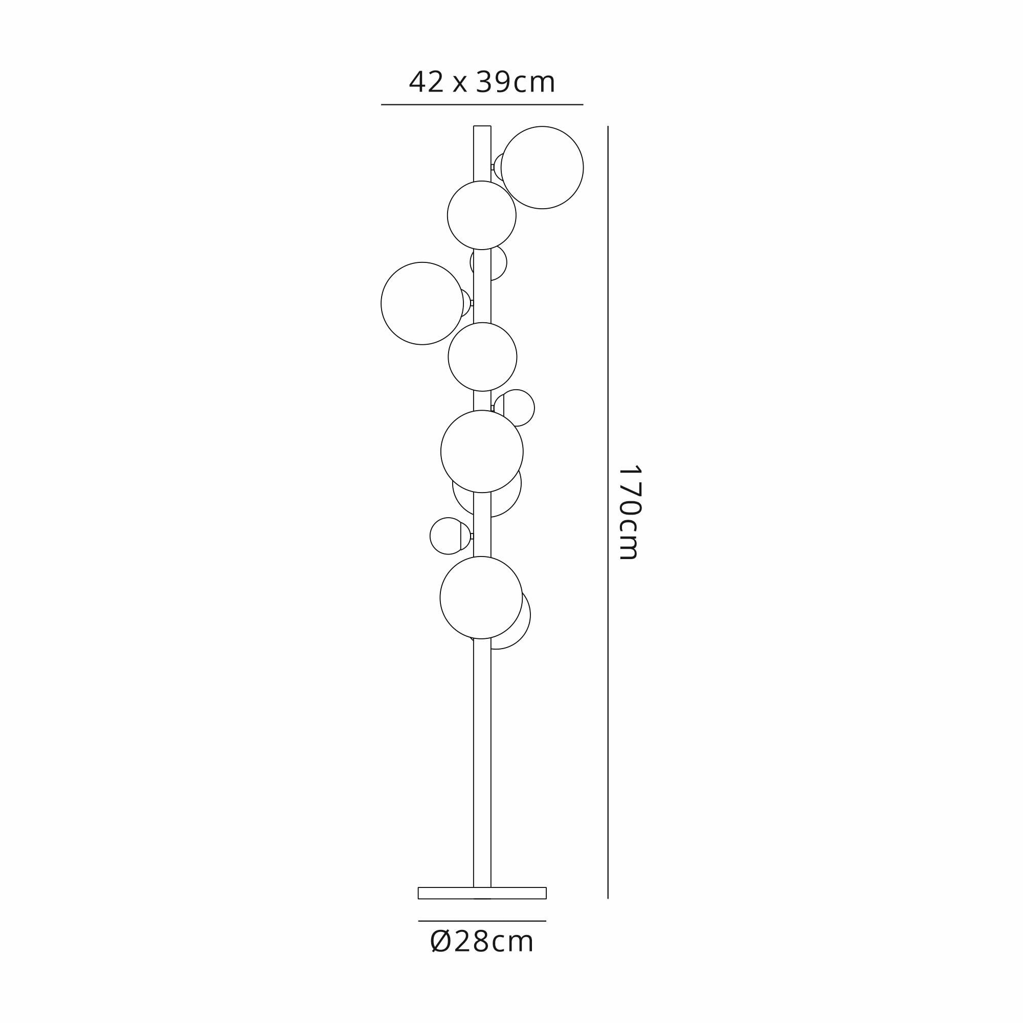Fabula Deacon 11 Light Floor Lamp - Satin Gold & Smoke Plated Glass
