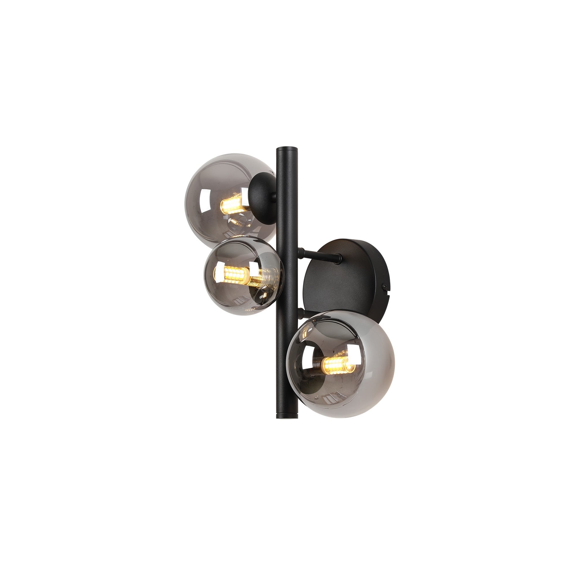 Fabula Deacon 3 Light Wall Lamp - Satin Black & Smoke Plated Glass