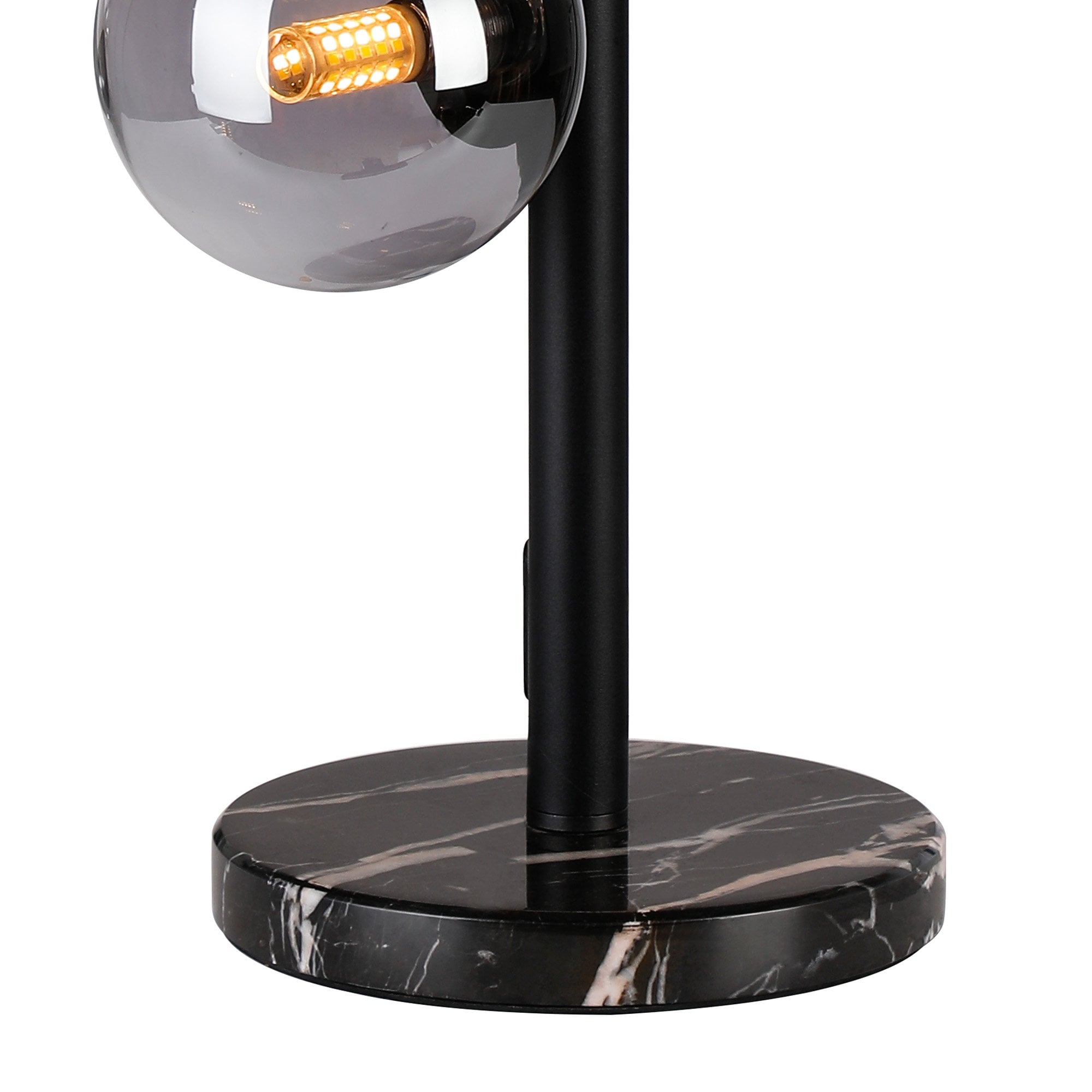 Fabula Deacon 4 Light Table Lamp - Satin Black & Smoke Plated Glass