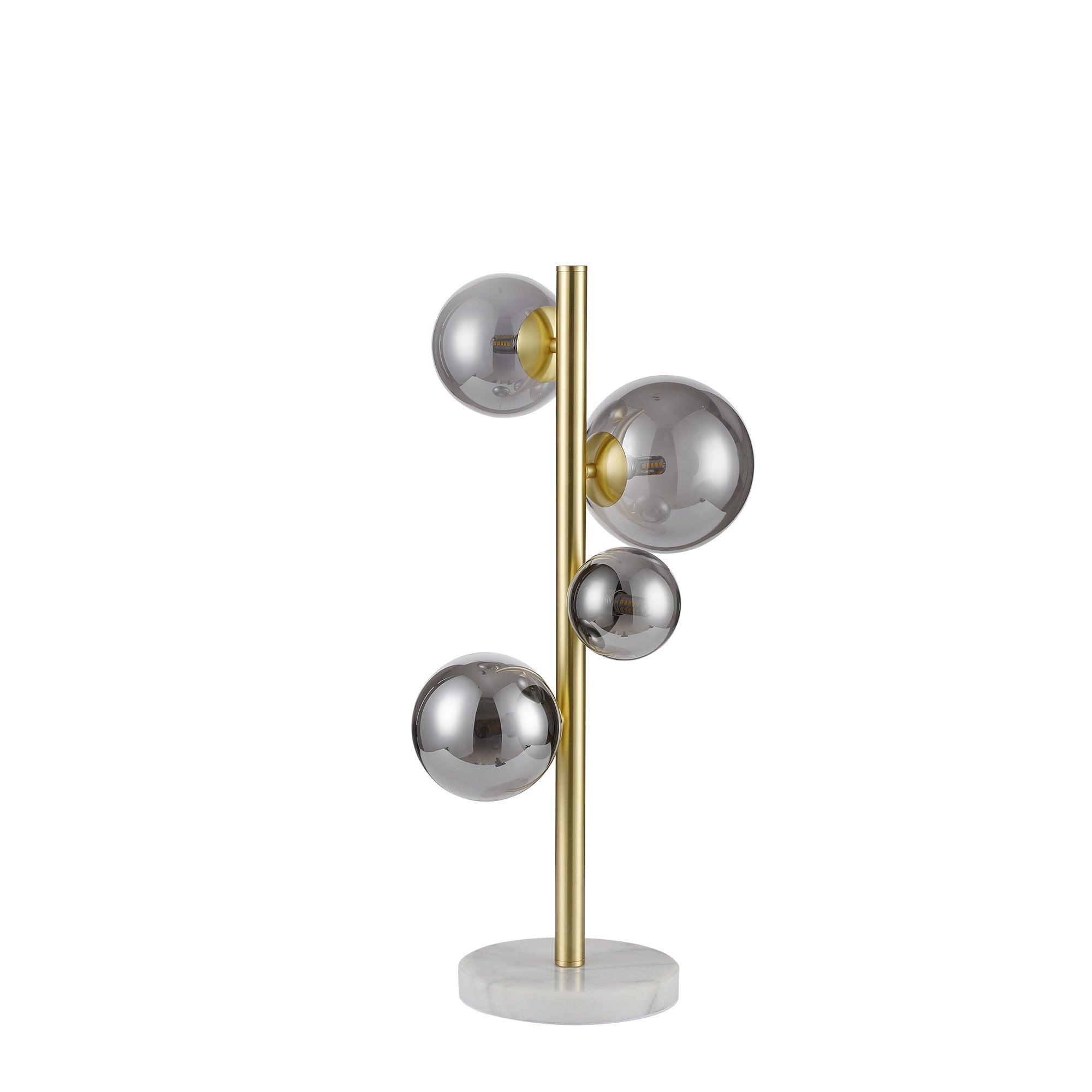 Fabula Deacon 4 Light Table Lamp - Satin Gold & Smoke Plated Glass