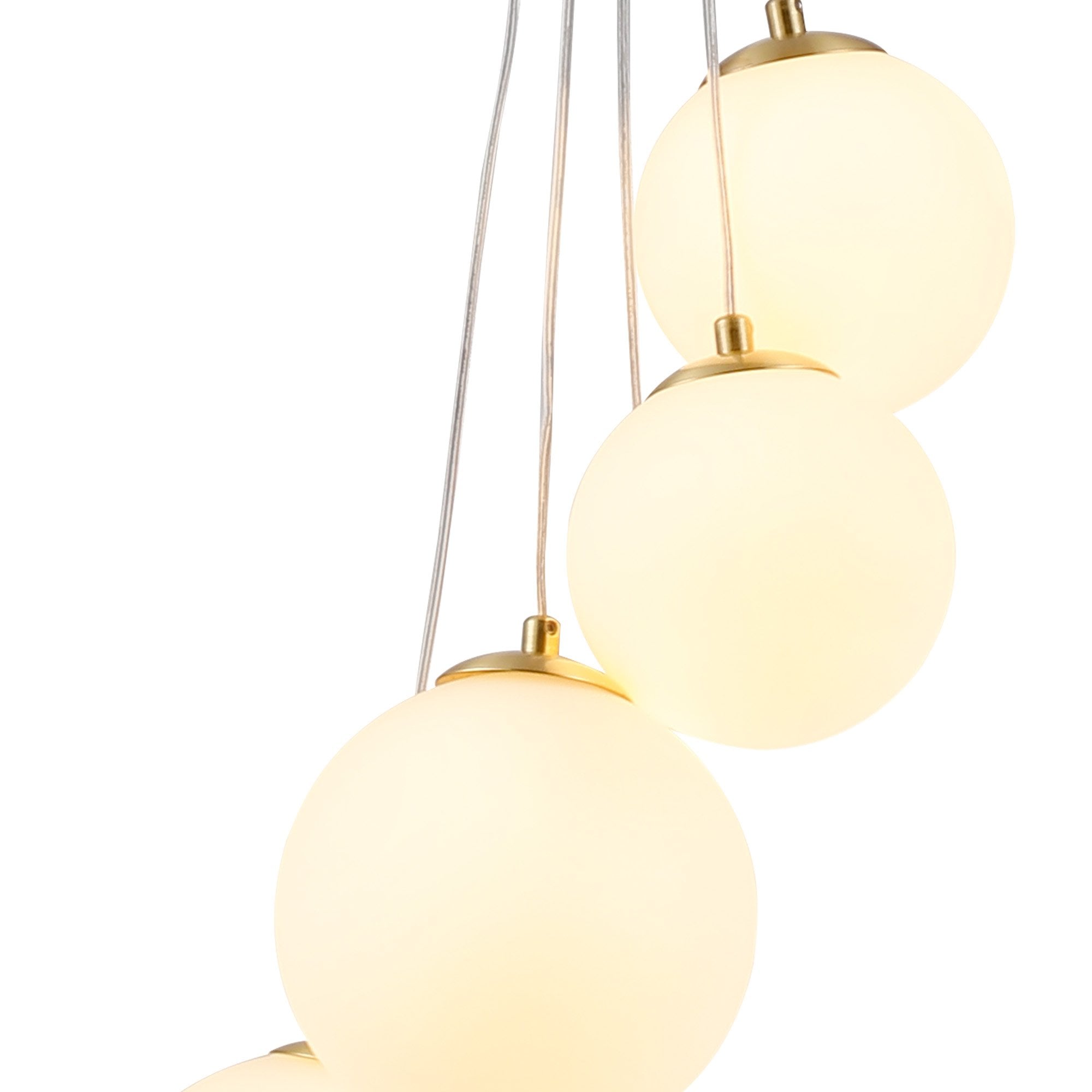 Fabula Deacon 5 Light Pendant - Satin Gold & Opal Glass