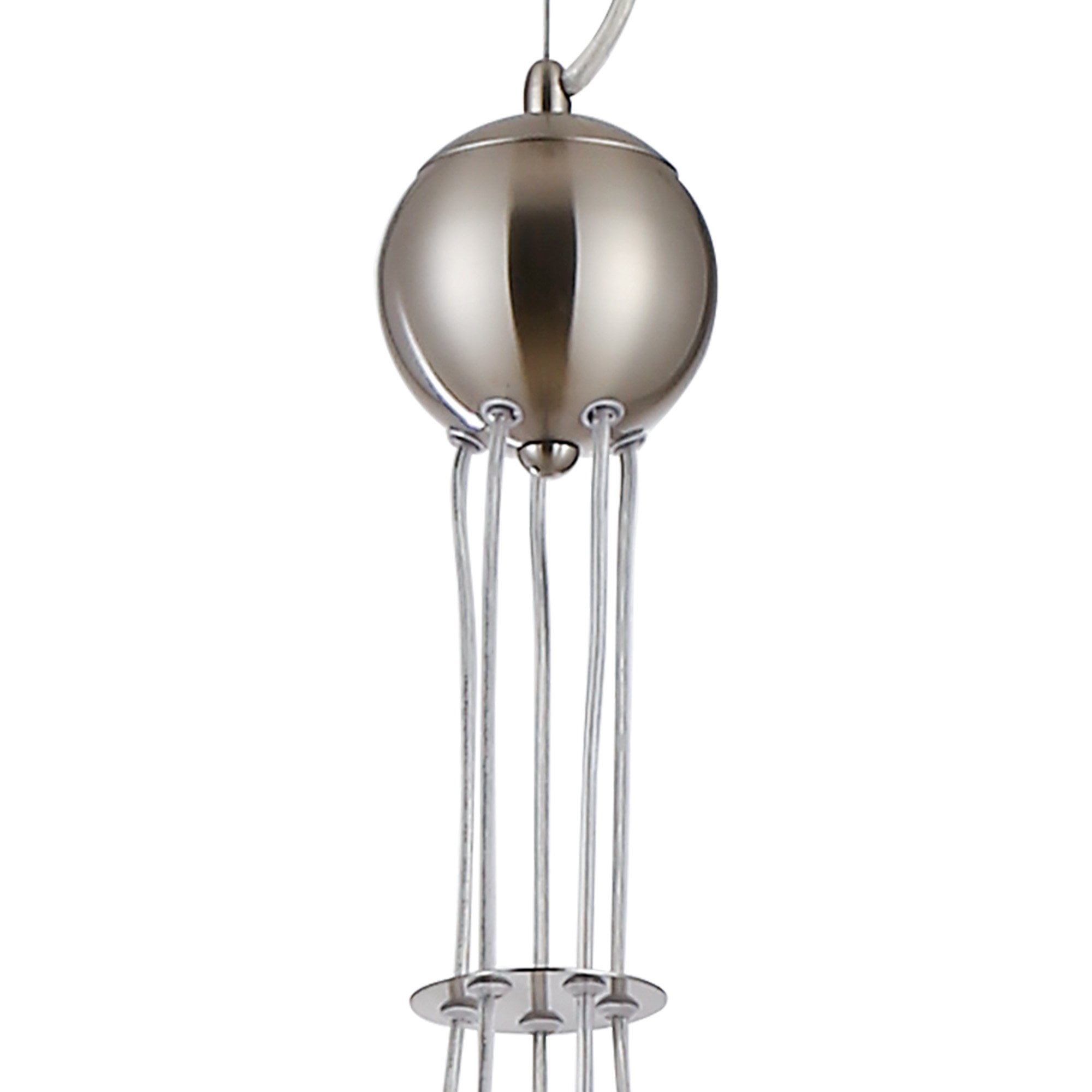 Fabula Deacon 5 Light Pendant - Satin Nickel & Amber Plated Glass