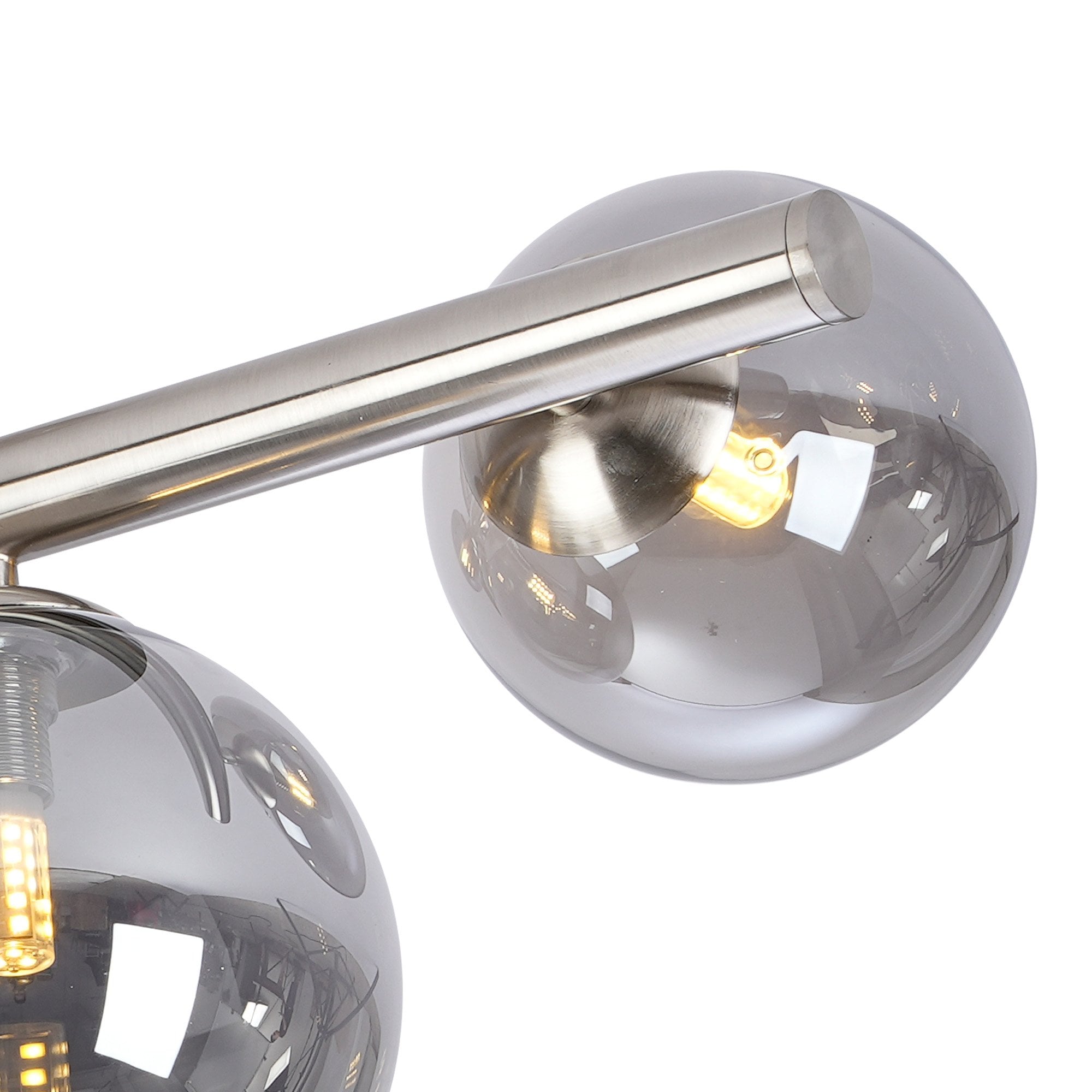 Fabula Deacon 6 Light Semi-Flush Light - Satin Nickel & Smoke Plated Glass