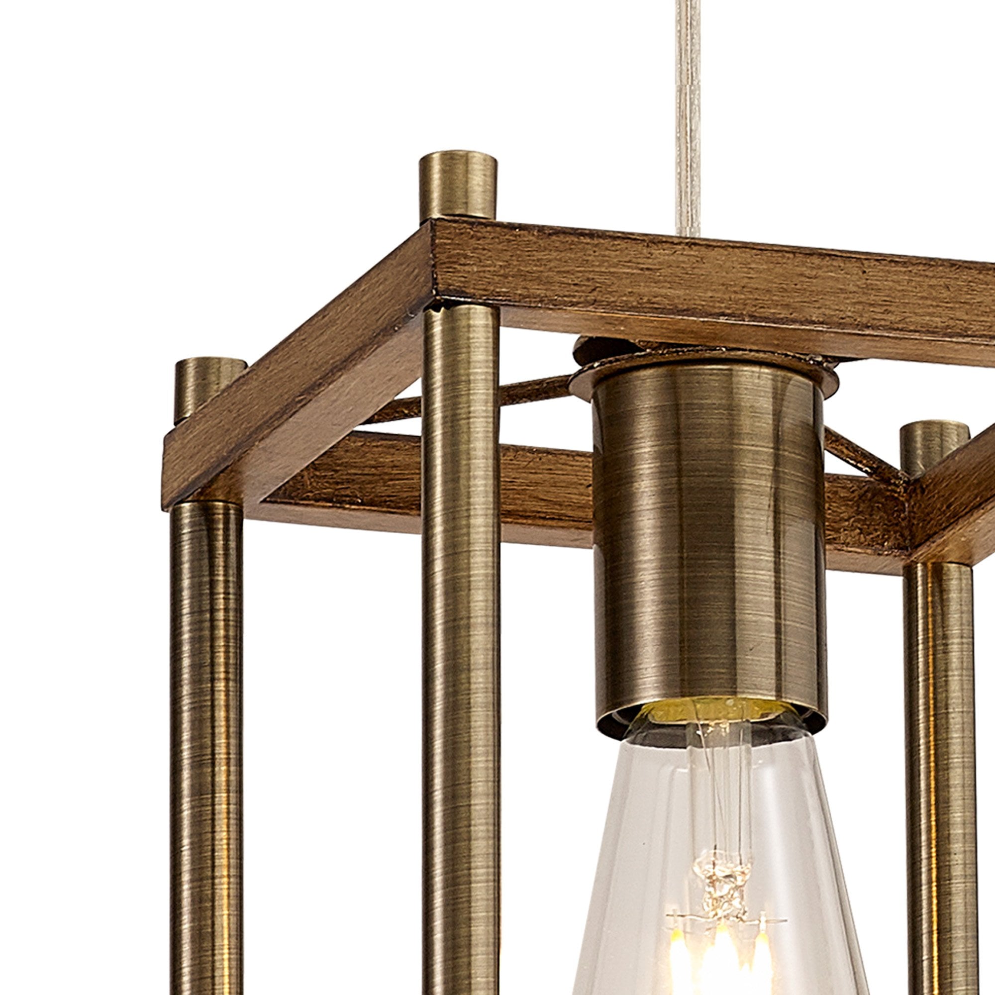 Fabula Douglas Single Pendant - Medium Oak & Antique Brass