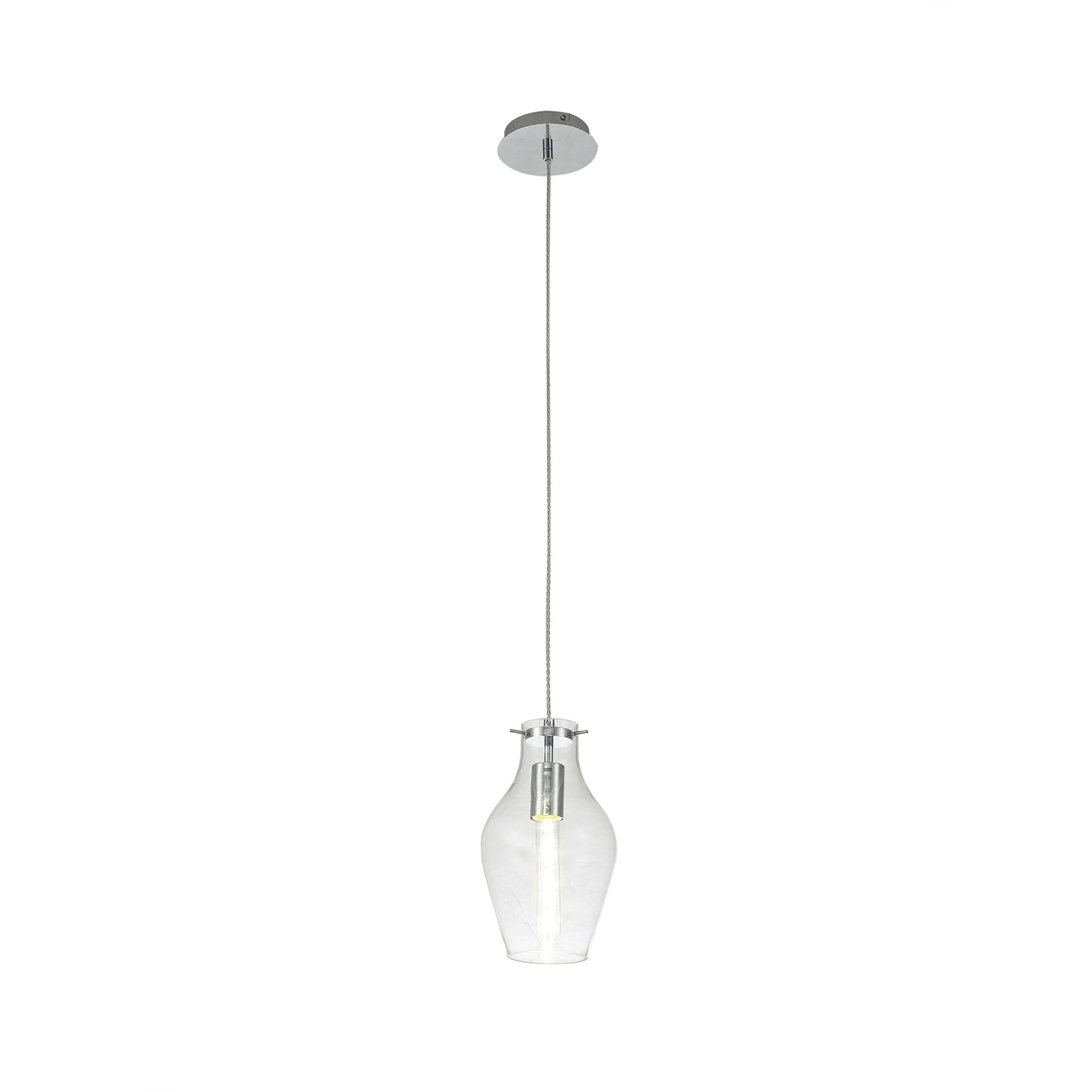 Fabula Elgar 17cm Round Pendant - Chrome & Clear Glass