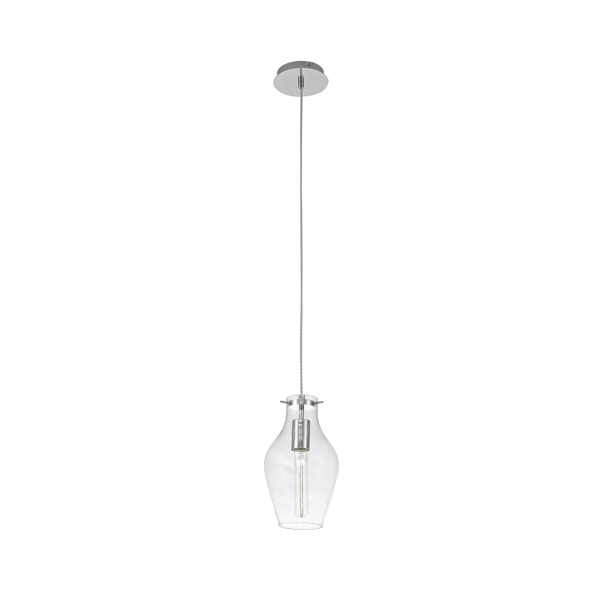 Fabula Elgar 17cm Round Pendant - Chrome & Clear Glass