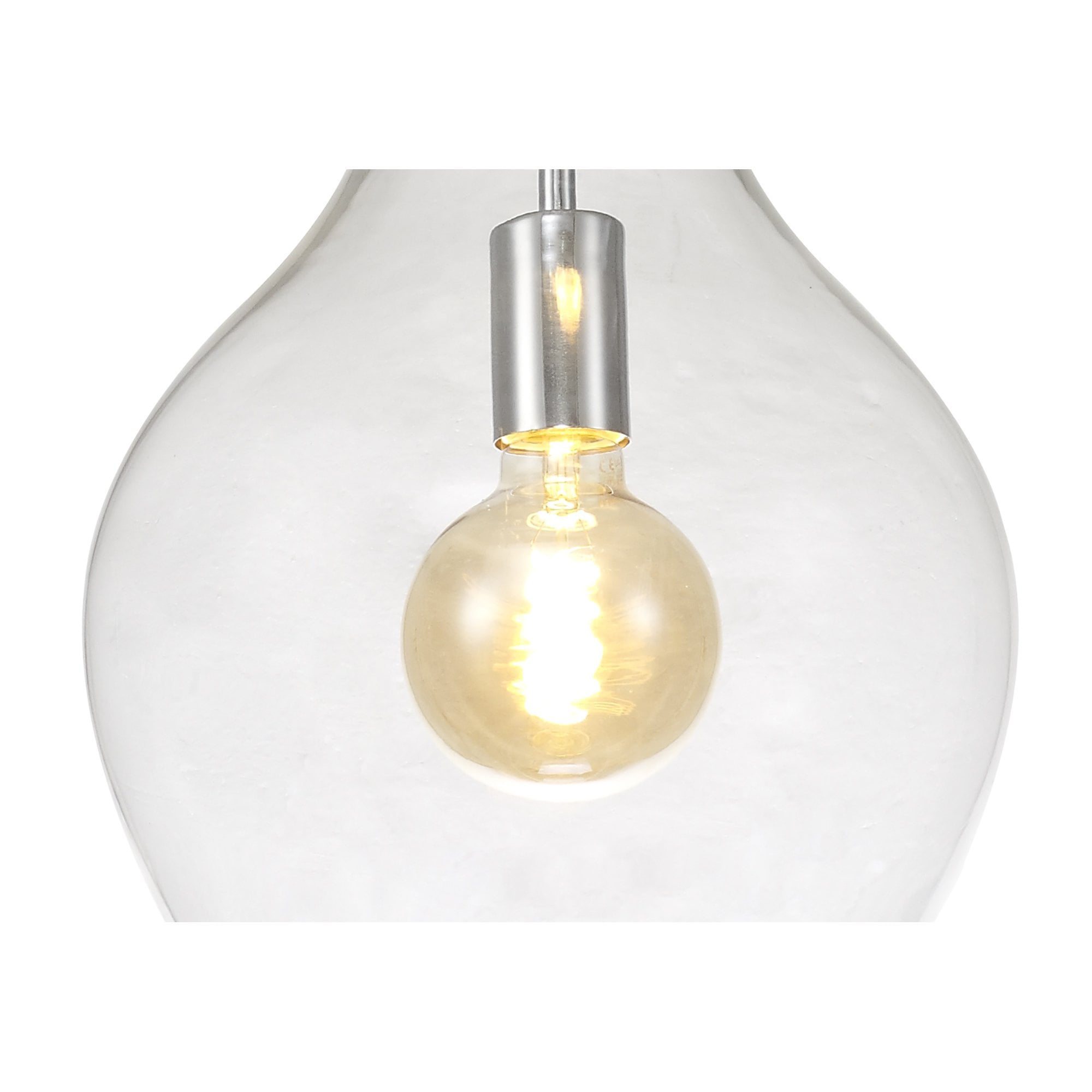 Fabula Elgar 28cm Round Pendant - Chrome & Clear Glass