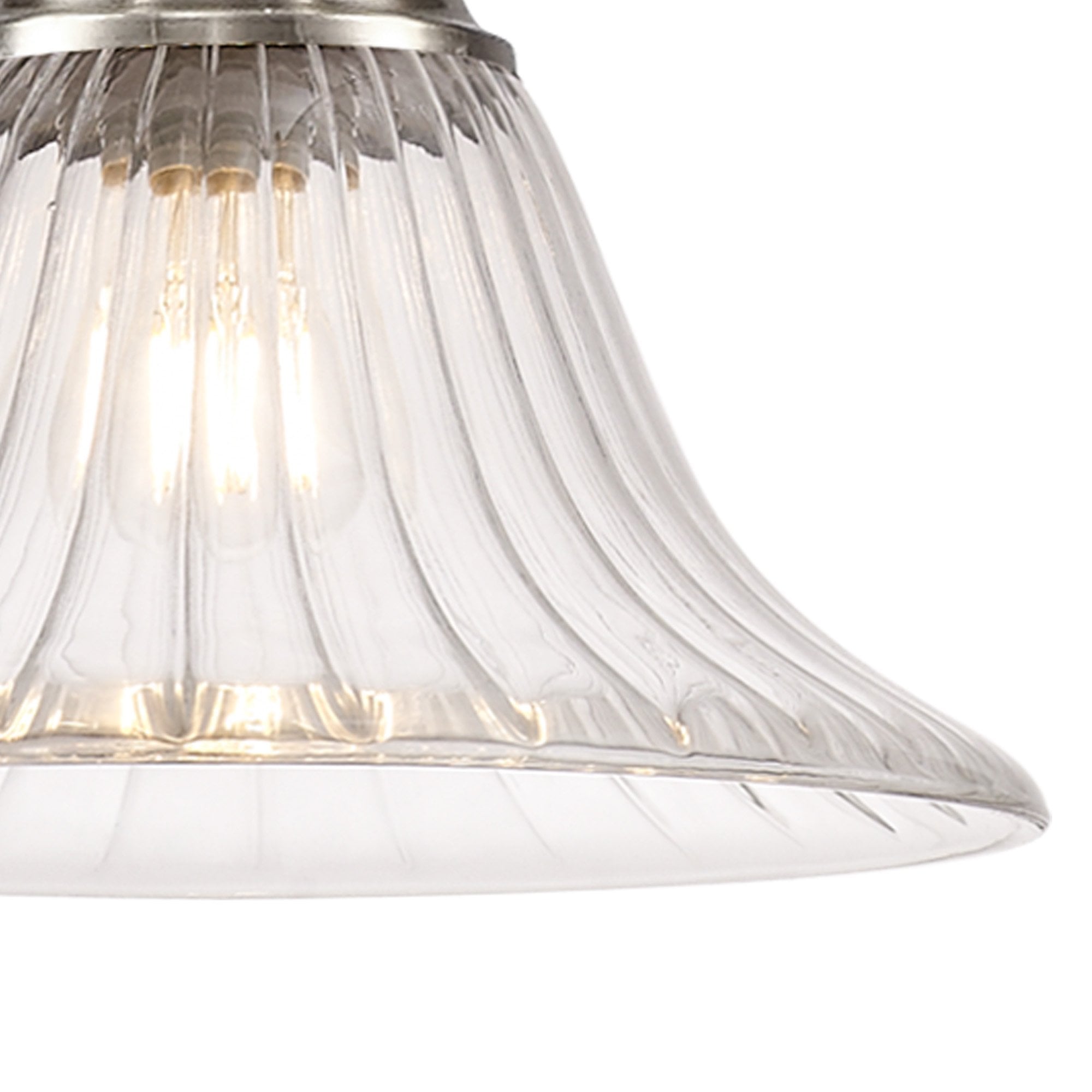Fabula Epping Single Pendant - 30cm Bell Glass Shade - Satin Nickel & Clear Glass