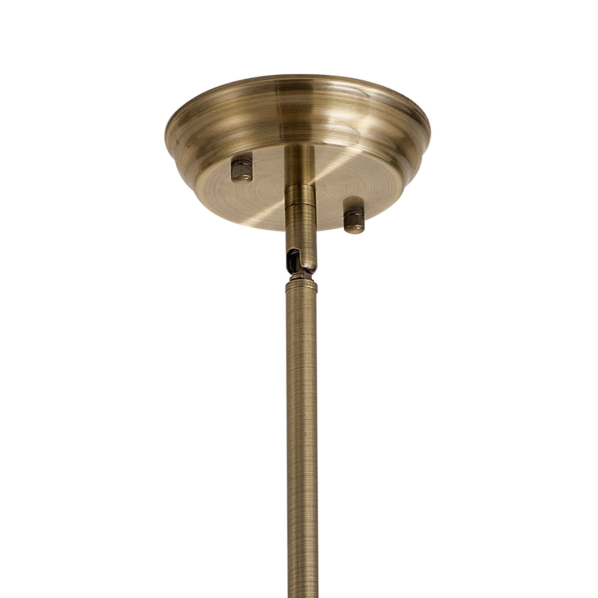 Fabula Epping Single Pendant - Round Champfered Glass Shade - Antique Brass & Cognac Glass