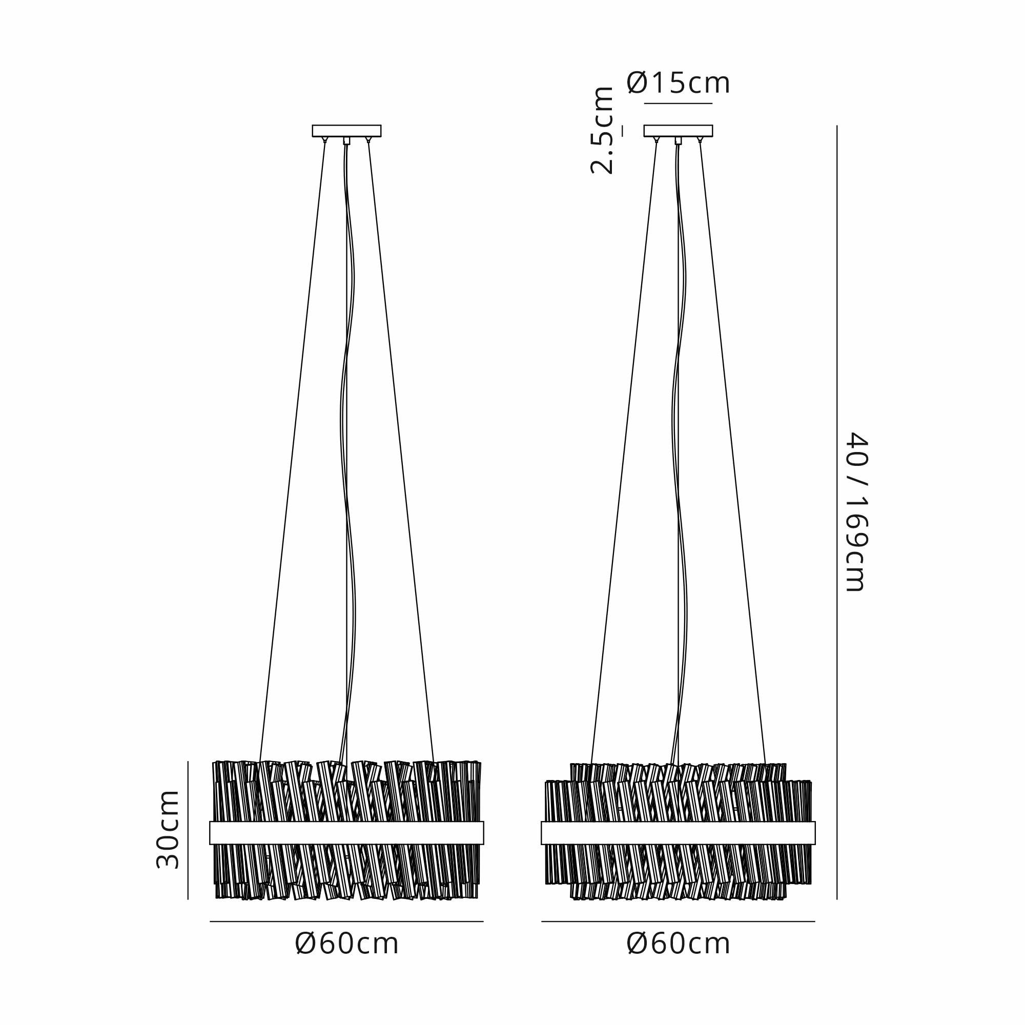 Fabula Farnley 18 Light Round Pendant - Brass & Smoked Glass