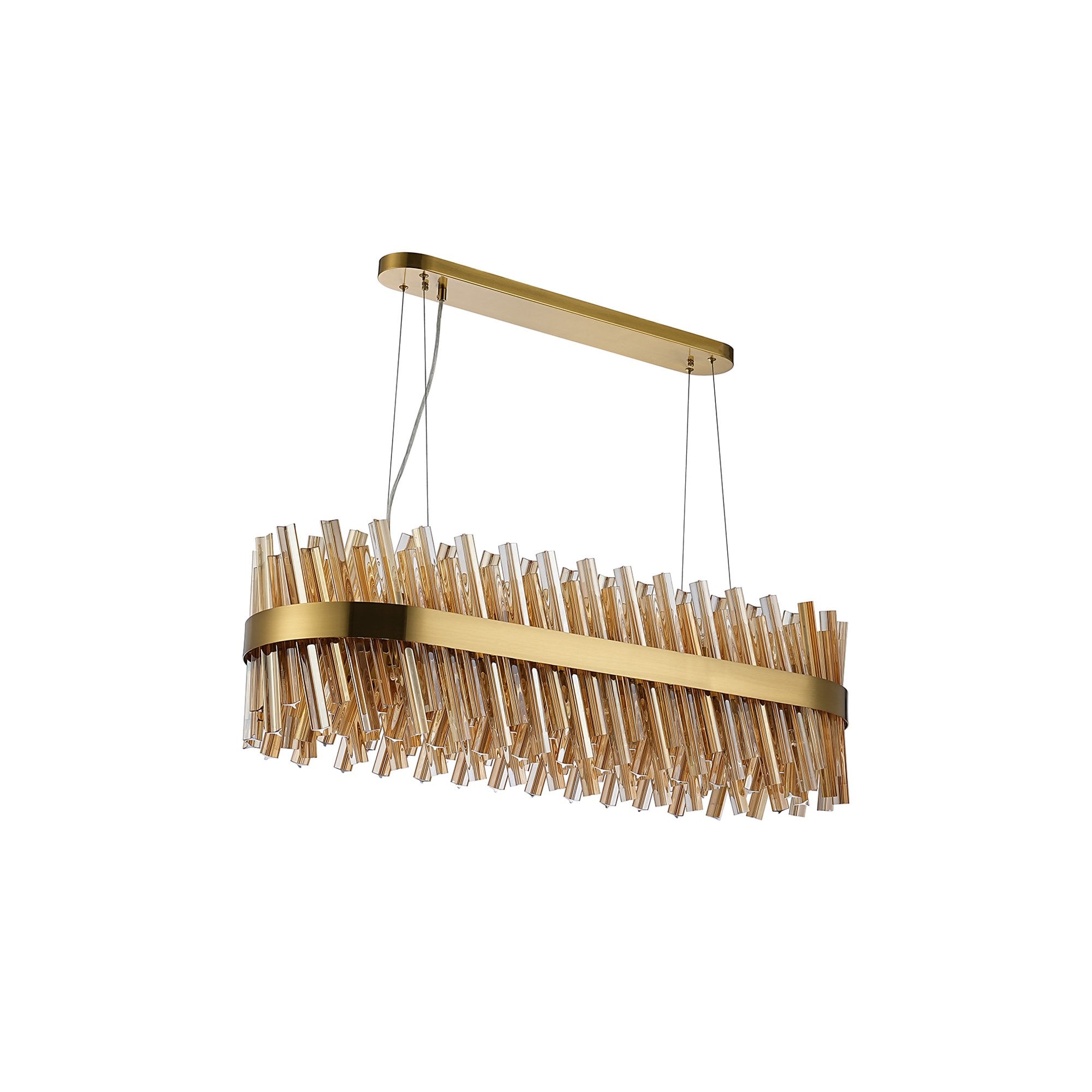 Fabula Farnley 24 Light Oblong Pendant - Brass & Amber Glass