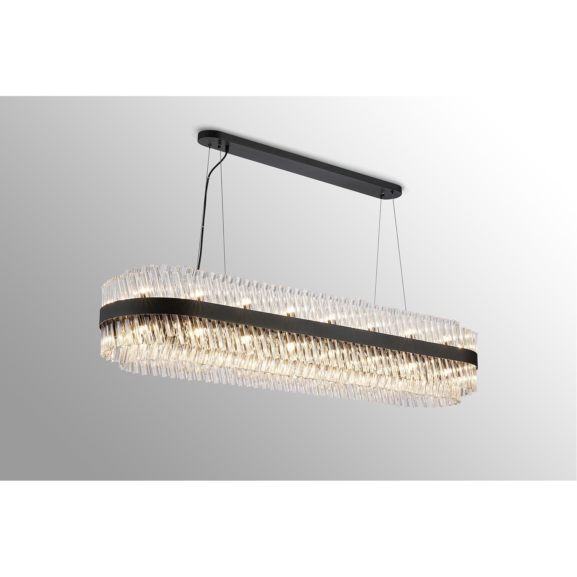 Fabula Farnley 36 Light Oblong Pendant - Satin Black & Clear Glass