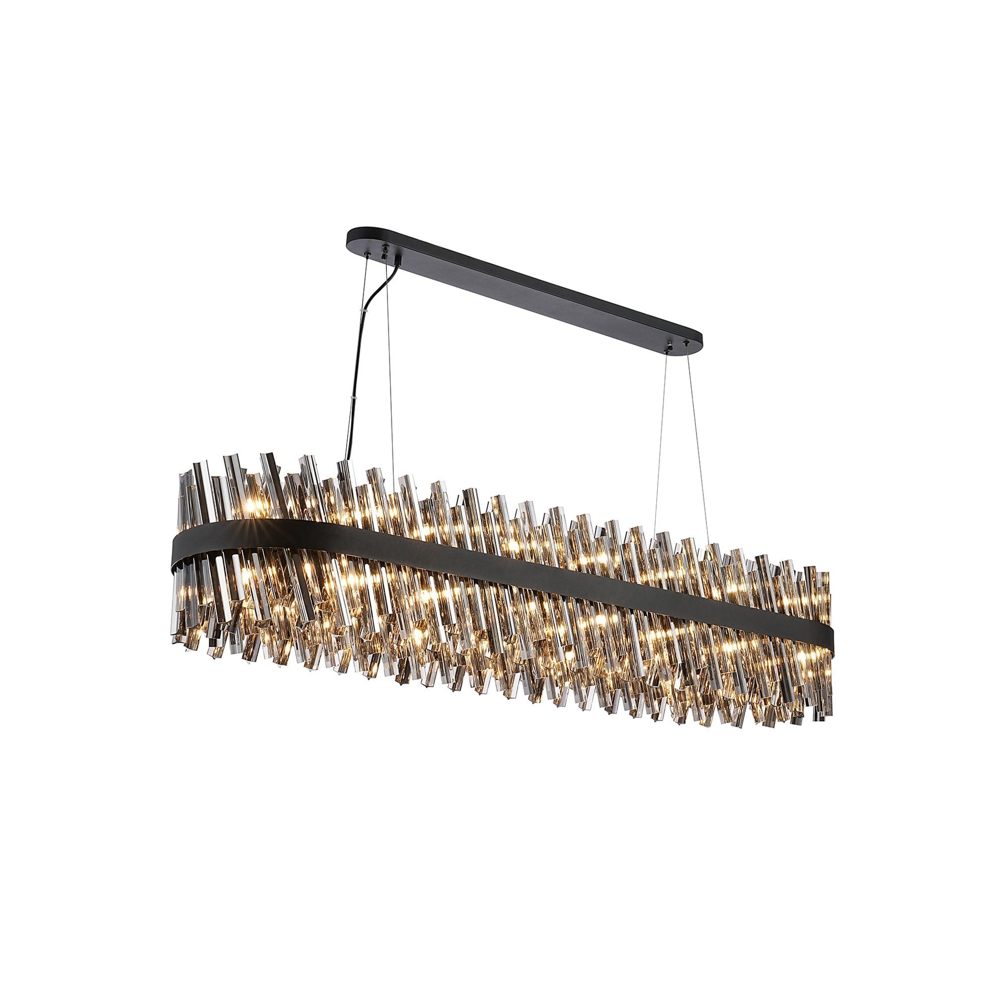 Fabula Farnley 36 Light Oblong Pendant - Satin Black & Smoked Glass