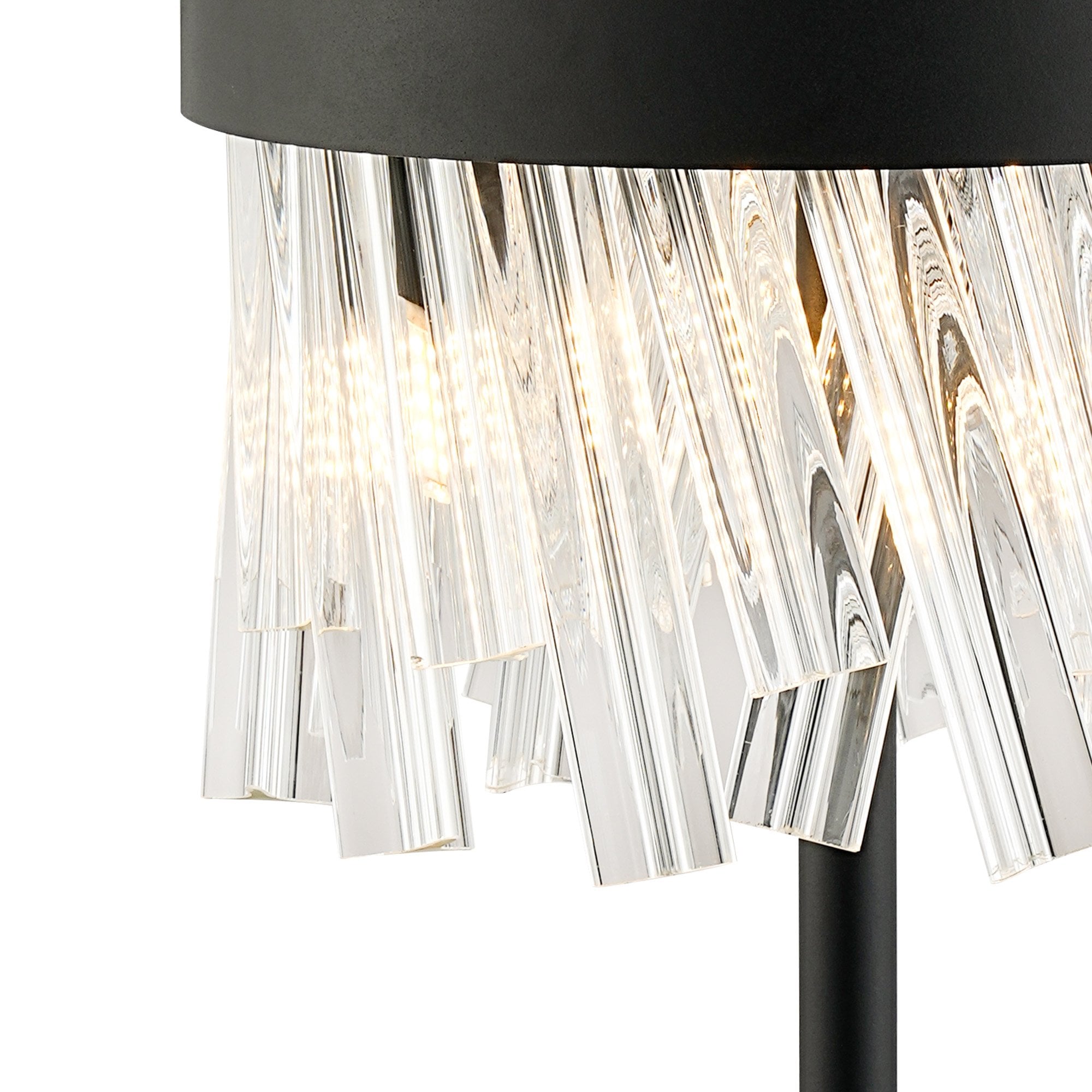 Fabula Farnley 6 Light Table Lamp - Satin Black & Clear Glass