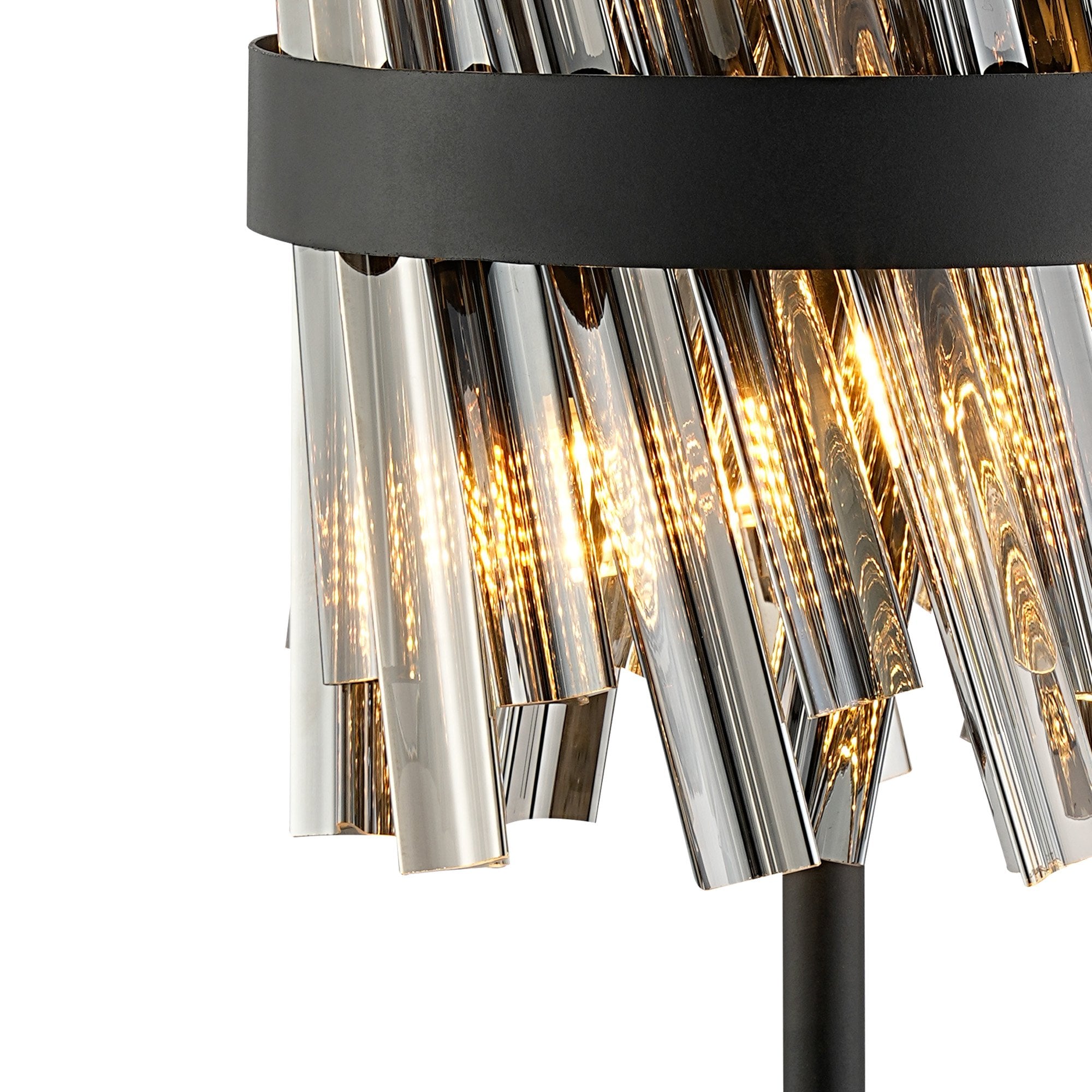 Fabula Farnley 6 Light Table Lamp - Satin Black & Smoked Glass