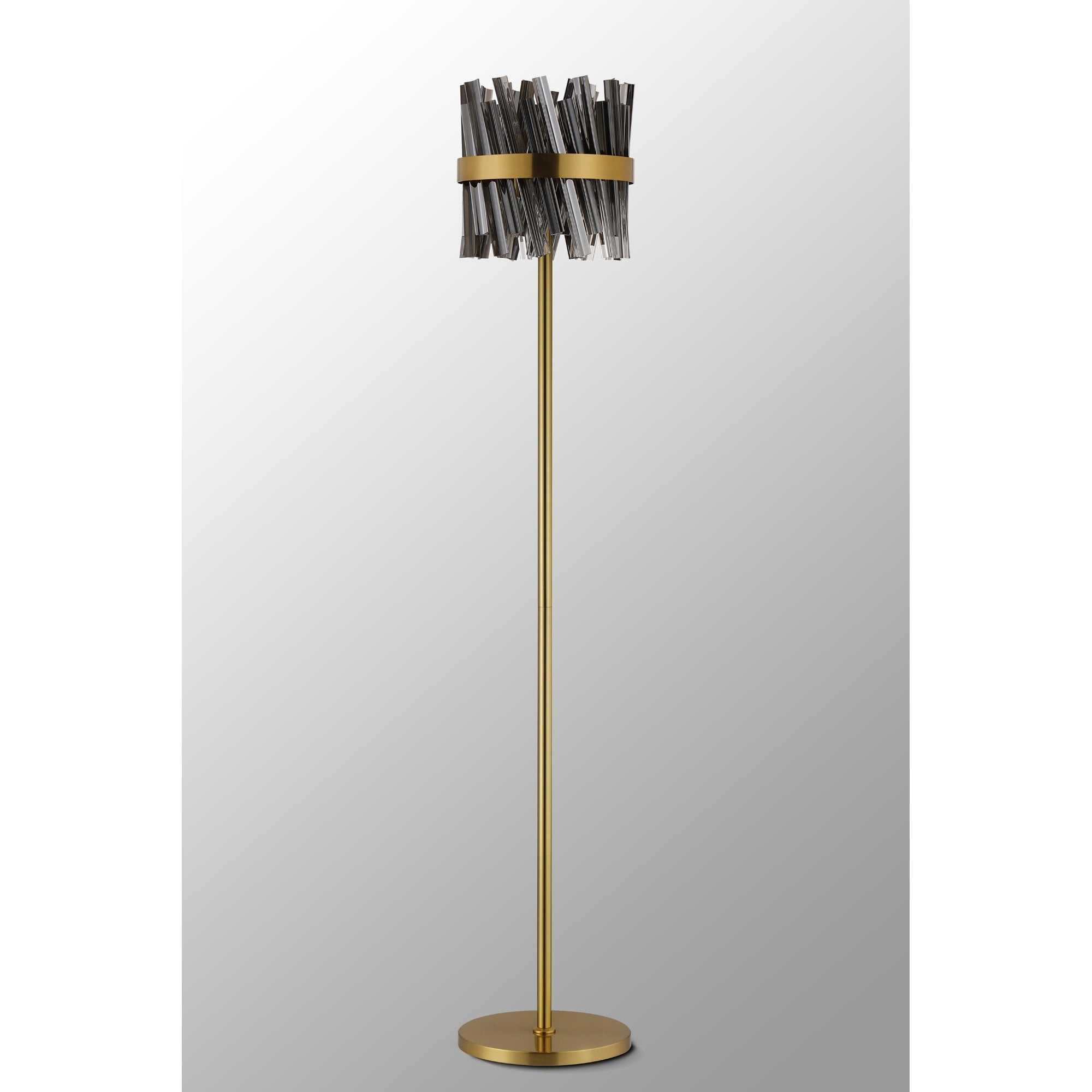 Fabula Farnley 8 Light Floor Lamp - Brass & Smoked Glass