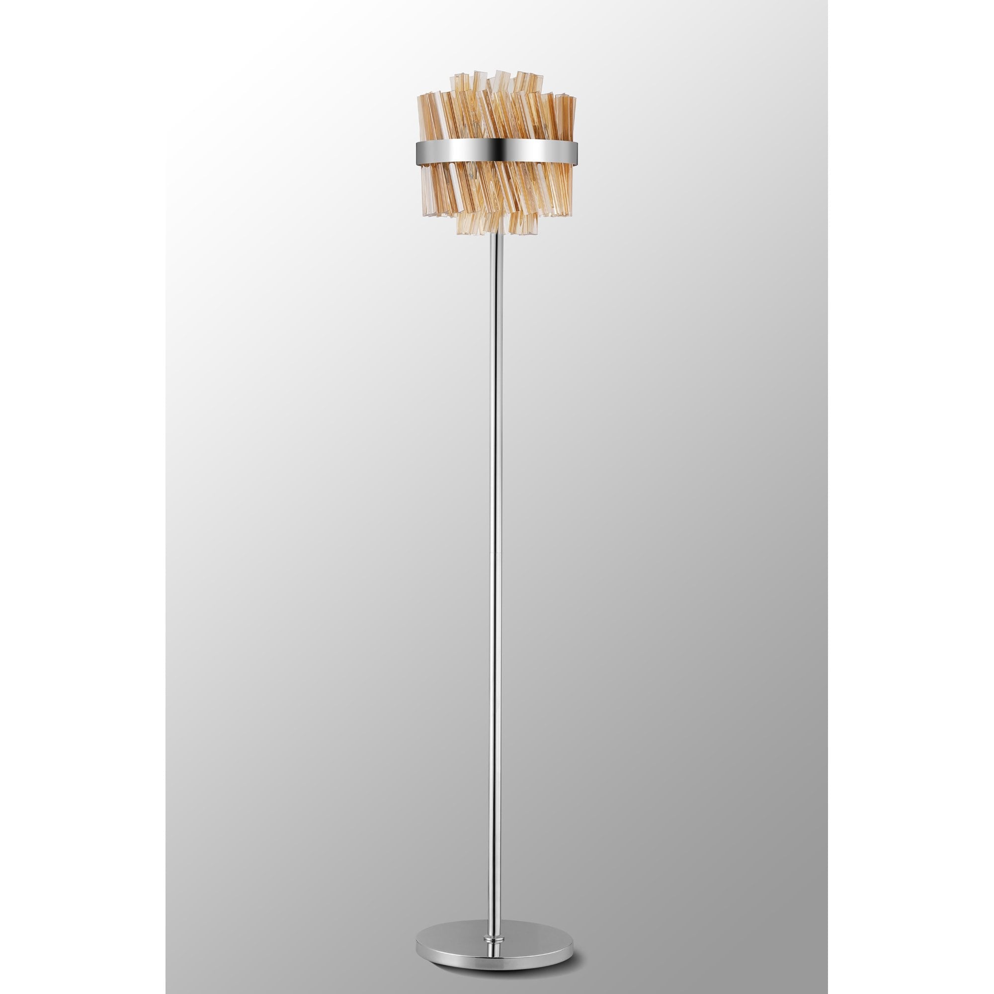 Fabula Farnley 8 Light Floor Lamp - Polished Nickel & Amber Glass