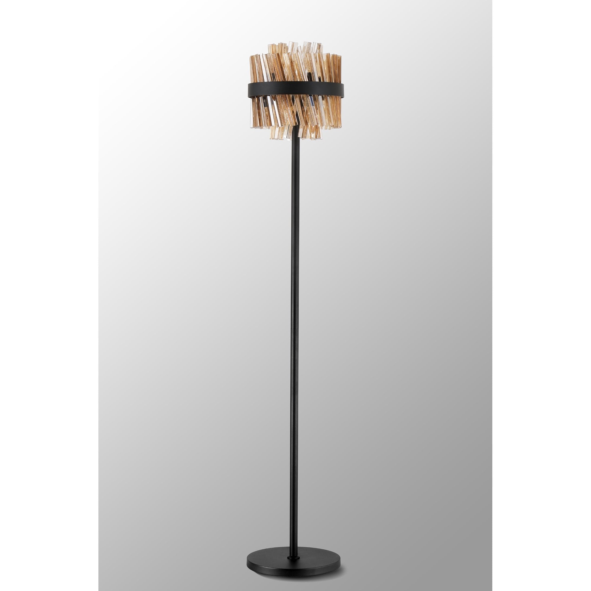 Fabula Farnley 8 Light Floor Lamp - Satin Black & Amber Glass