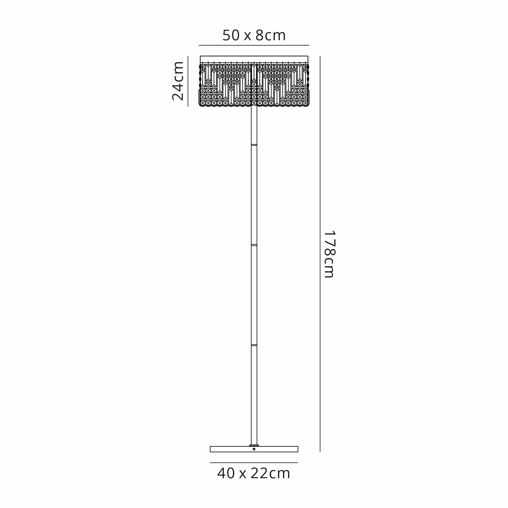 Fabula Fernbank 4 Light Rectangular Floor Lamp - Gold & Crystal