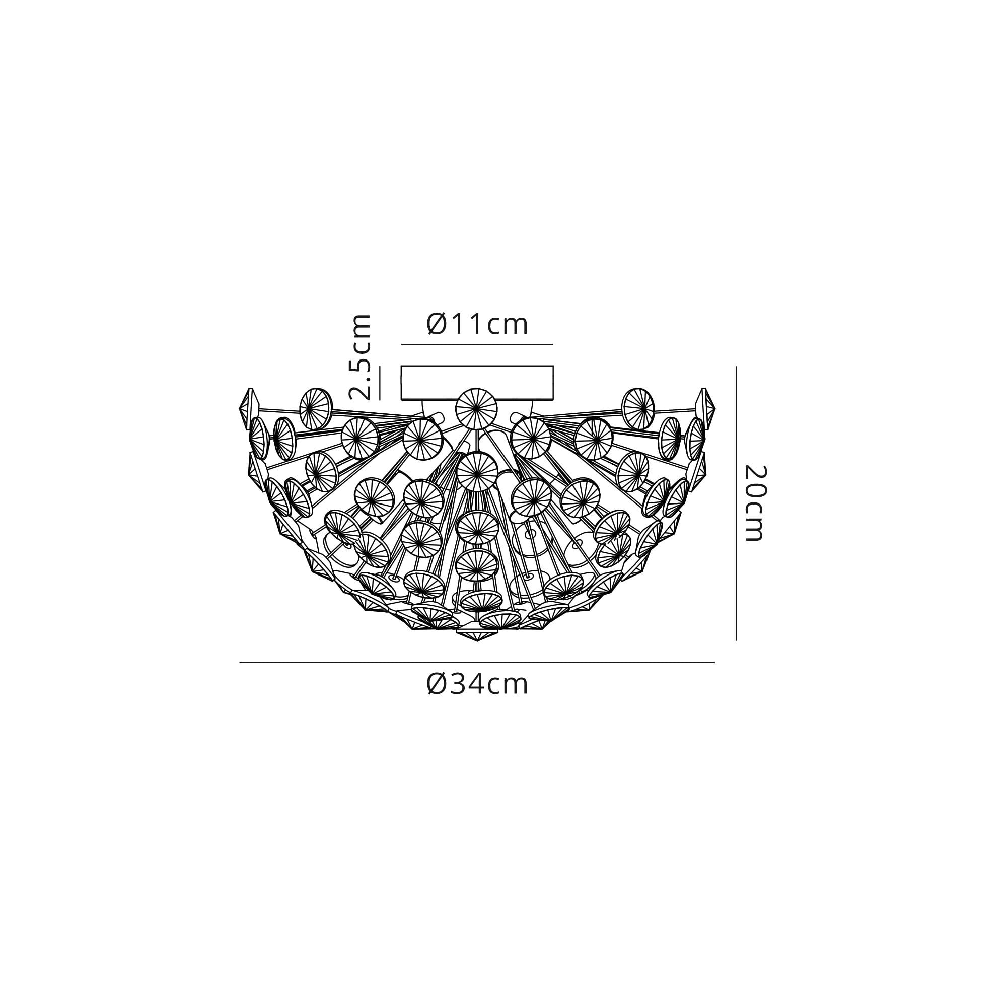 Fabula Grosvenor 4 Light Flush Light - French Gold & Crystal