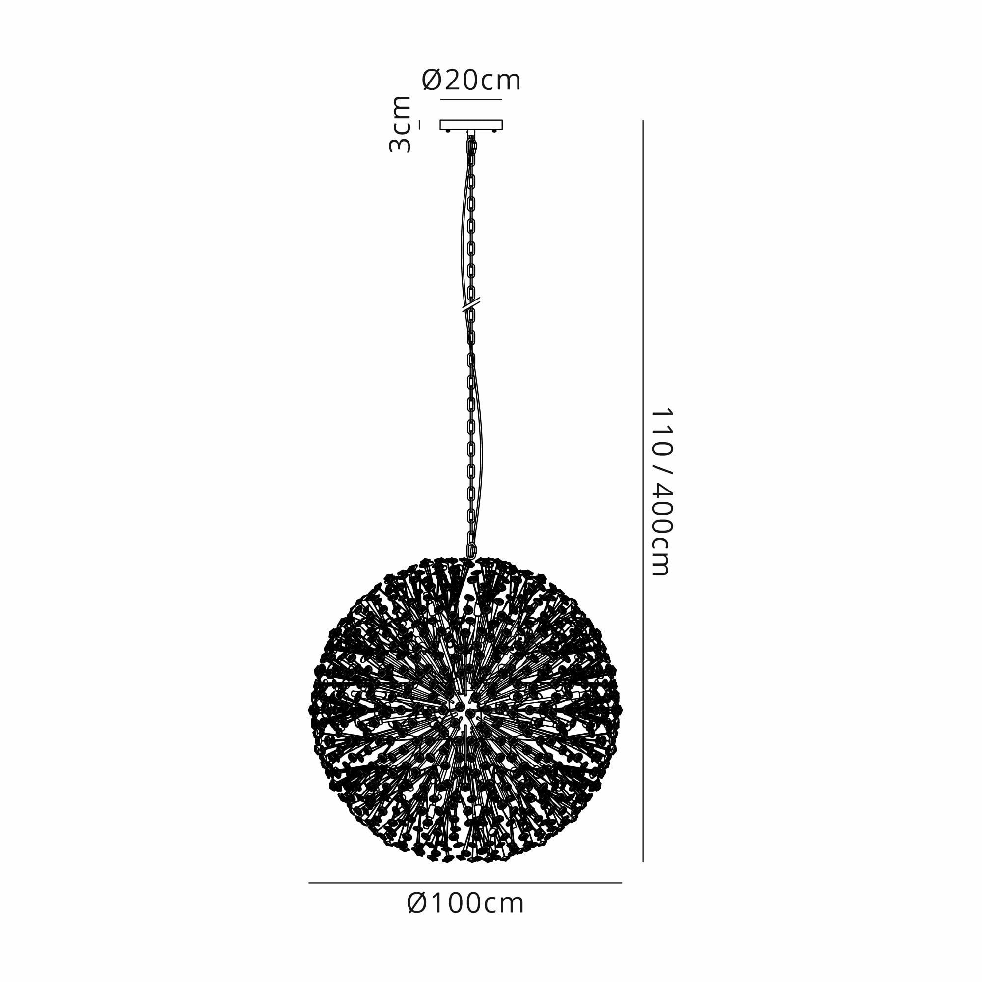 Fabula Grosvenor 48 Light Spherical Pendant - Polished Chrome & Crystal