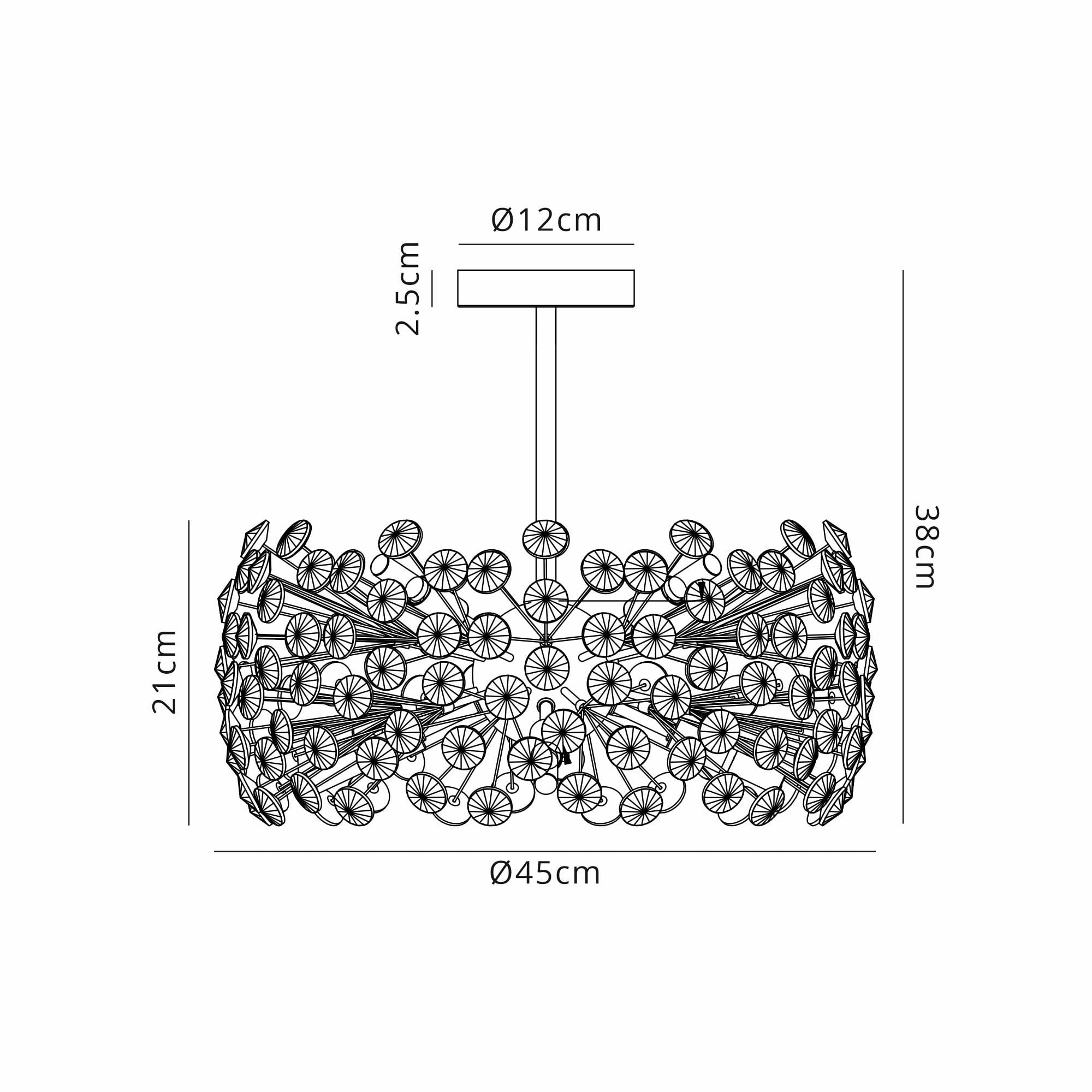 Fabula Grosvenor 8 Light Semi-Flush Light - French Gold & Crystal