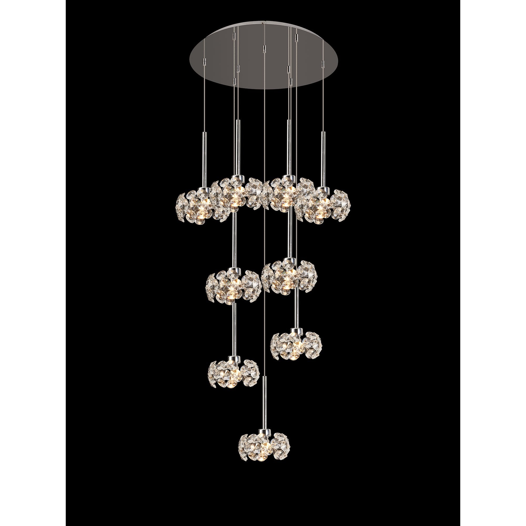 Fabula Grosvenor 9 Light Round Multi-Drop Pendant - Polished Chrome