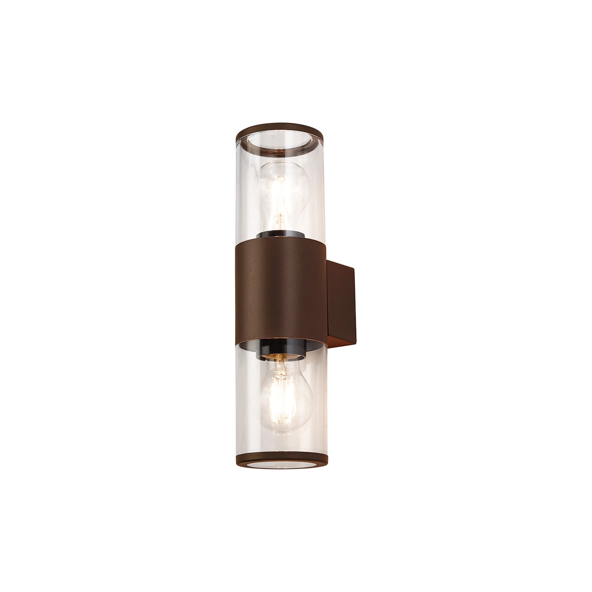 Fabula Harwater 2 Light Wall Lamp - Matt Brown & Clear PC - IP54