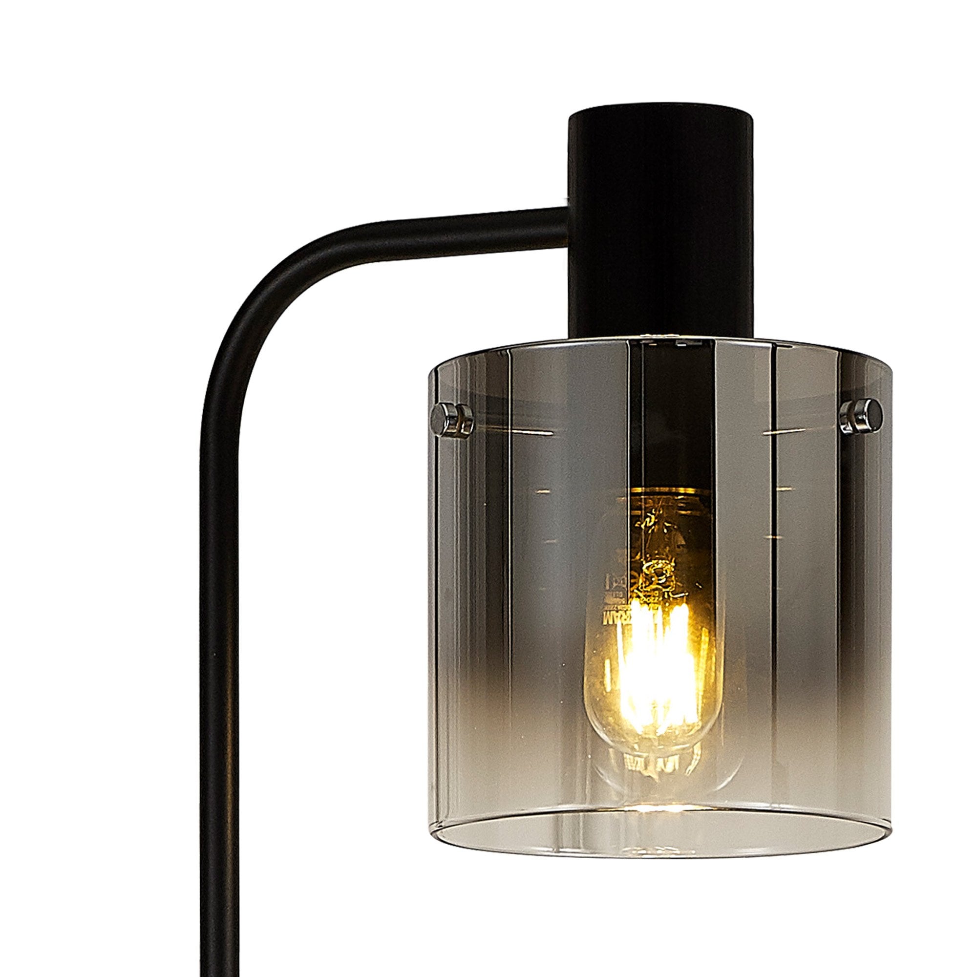 Fabula Kendon Single Floor Lamp - Black & Smoke Fade Glass