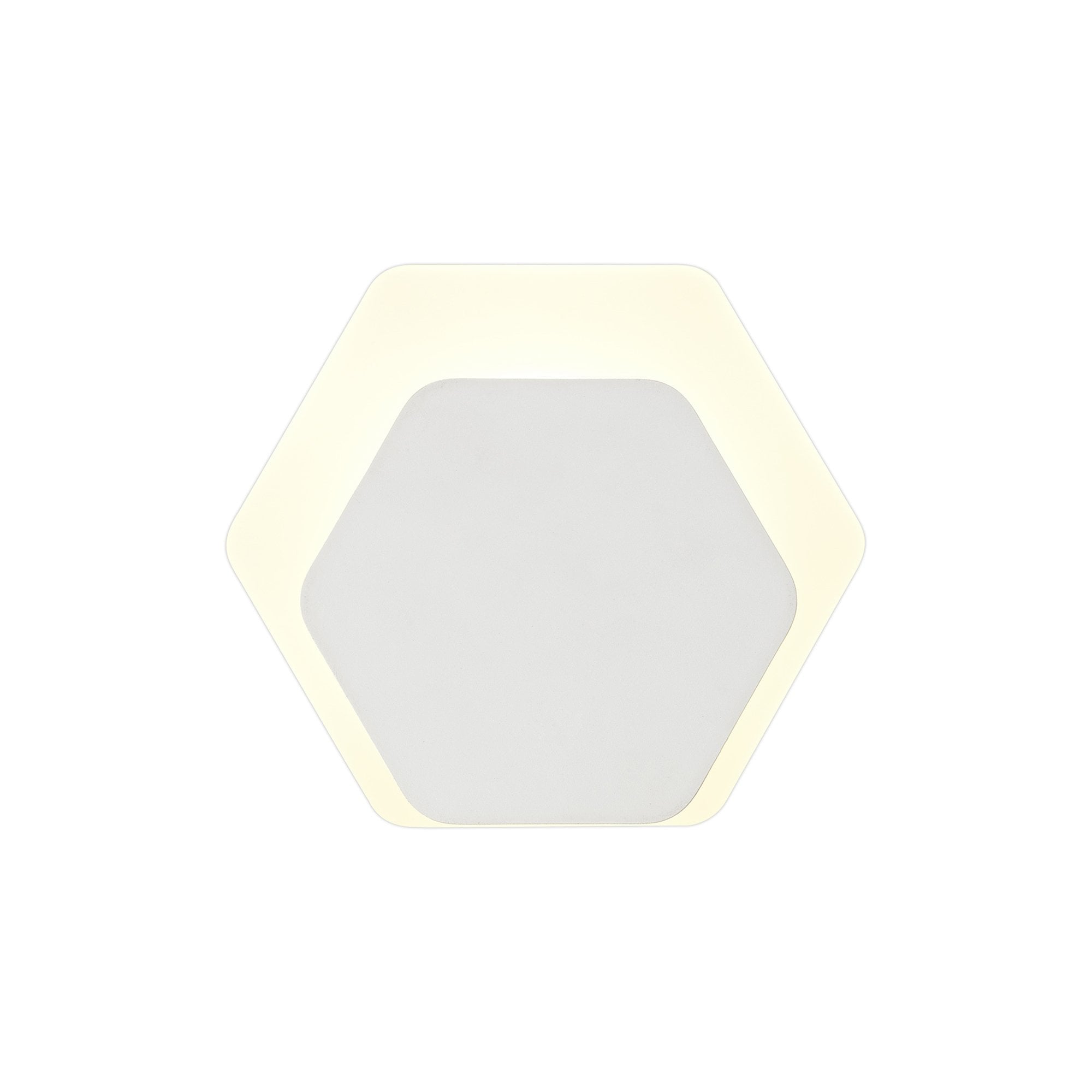 Fabula Kingsley Magnetic Base LED Wall Lamp - 15/19cm Horizontal Hexagonal - Bottom Offset - Sand White & Acrylic Frosted Diffuser