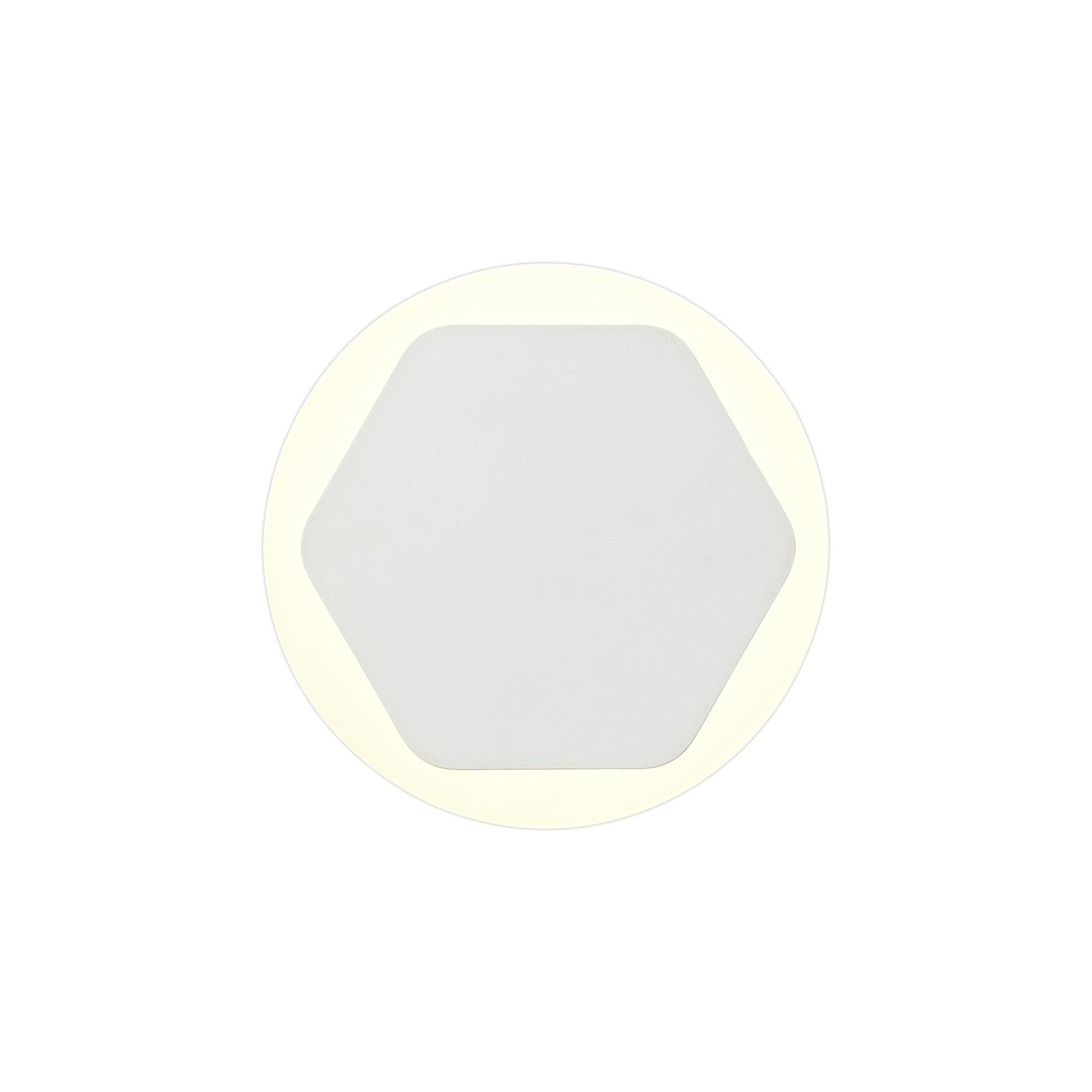 Fabula Kingsley Magnetic Base LED Wall Lamp - 15/19cm Horizontal Hexagonal - Central - Sand White & Round Acrylic Frosted Diffuser