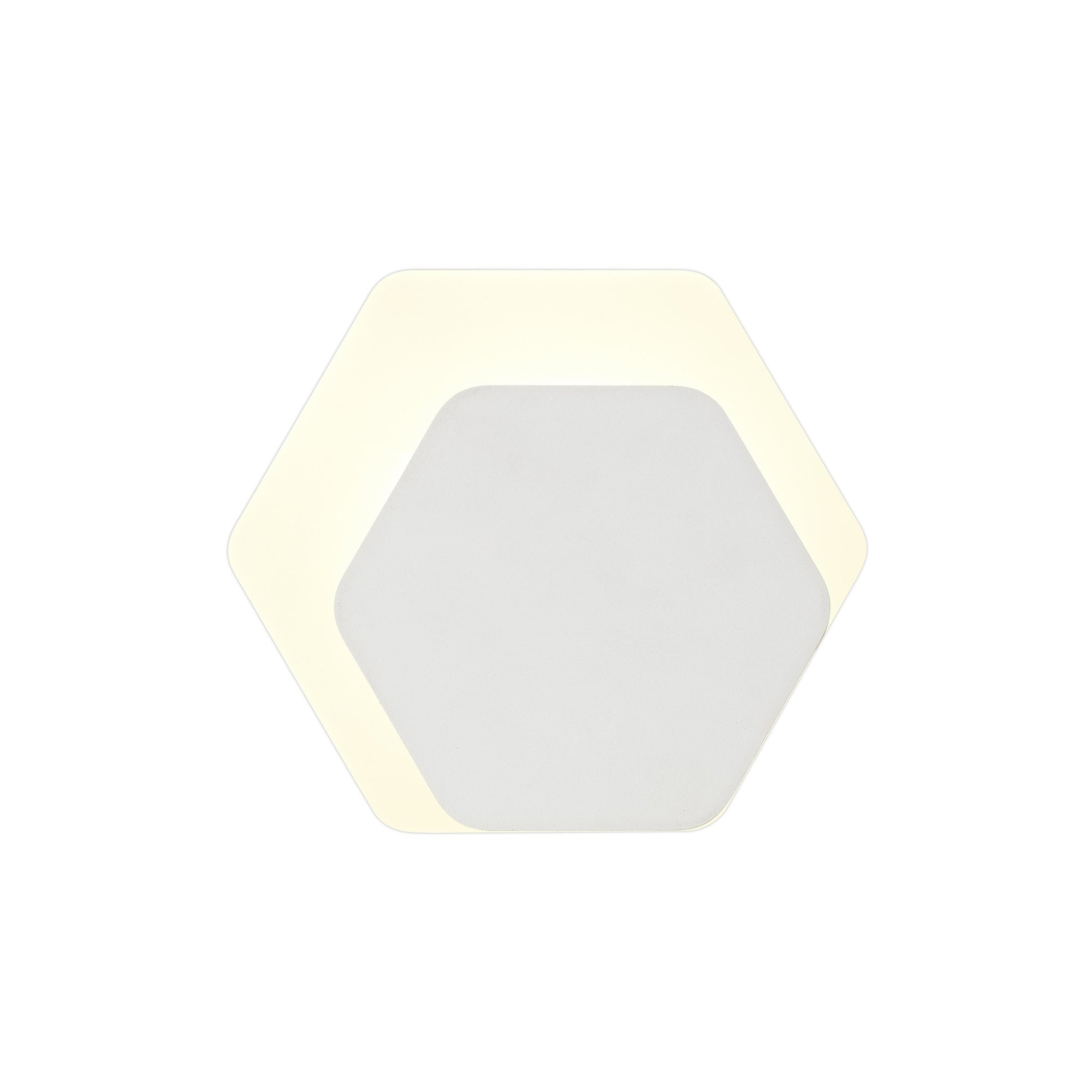Fabula Kingsley Magnetic Base LED Wall Lamp - 15/19cm Horizontal Hexagonal - Right Offset - Sand White & Acrylic Frosted Diffuser