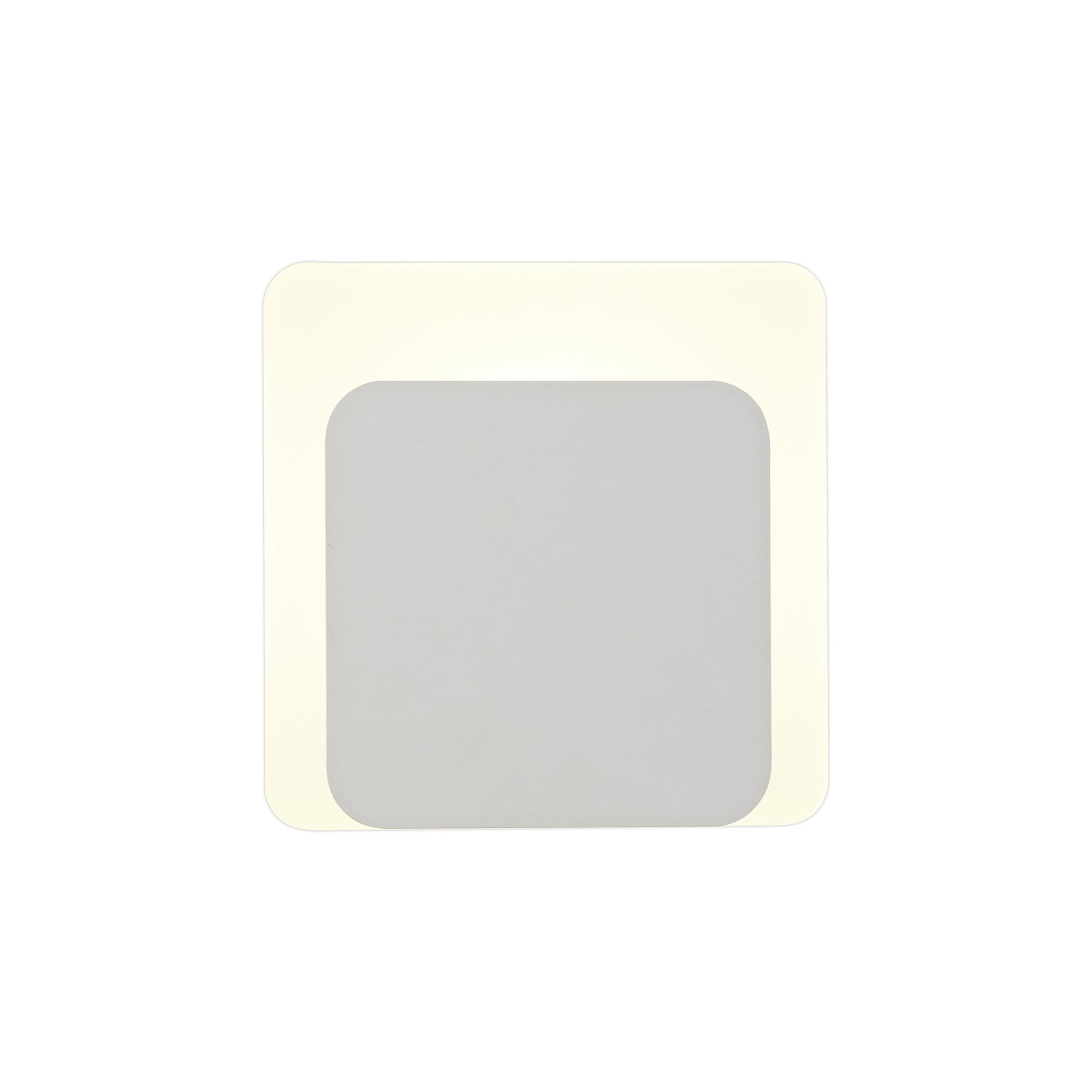 Fabula Kingsley Magnetic Base LED Wall Lamp - 15/19cm Square - Bottom Offset - Sand White & Acrylic Frosted Diffuser