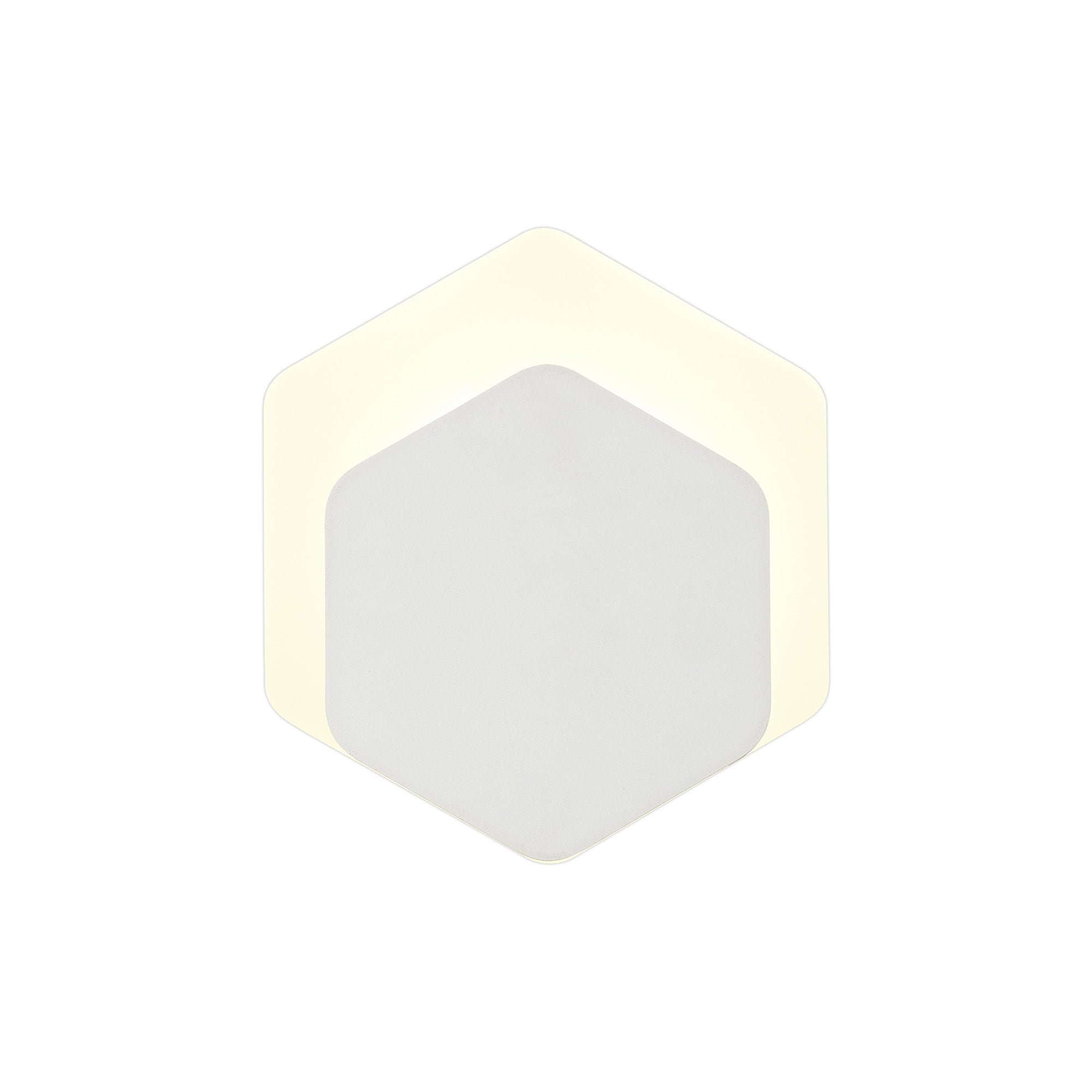 Fabula Kingsley Magnetic Base LED Wall Lamp - 15/19cm Vertical Hexagonal - Bottom Offset - Sand White & Acrylic Frosted Diffuser