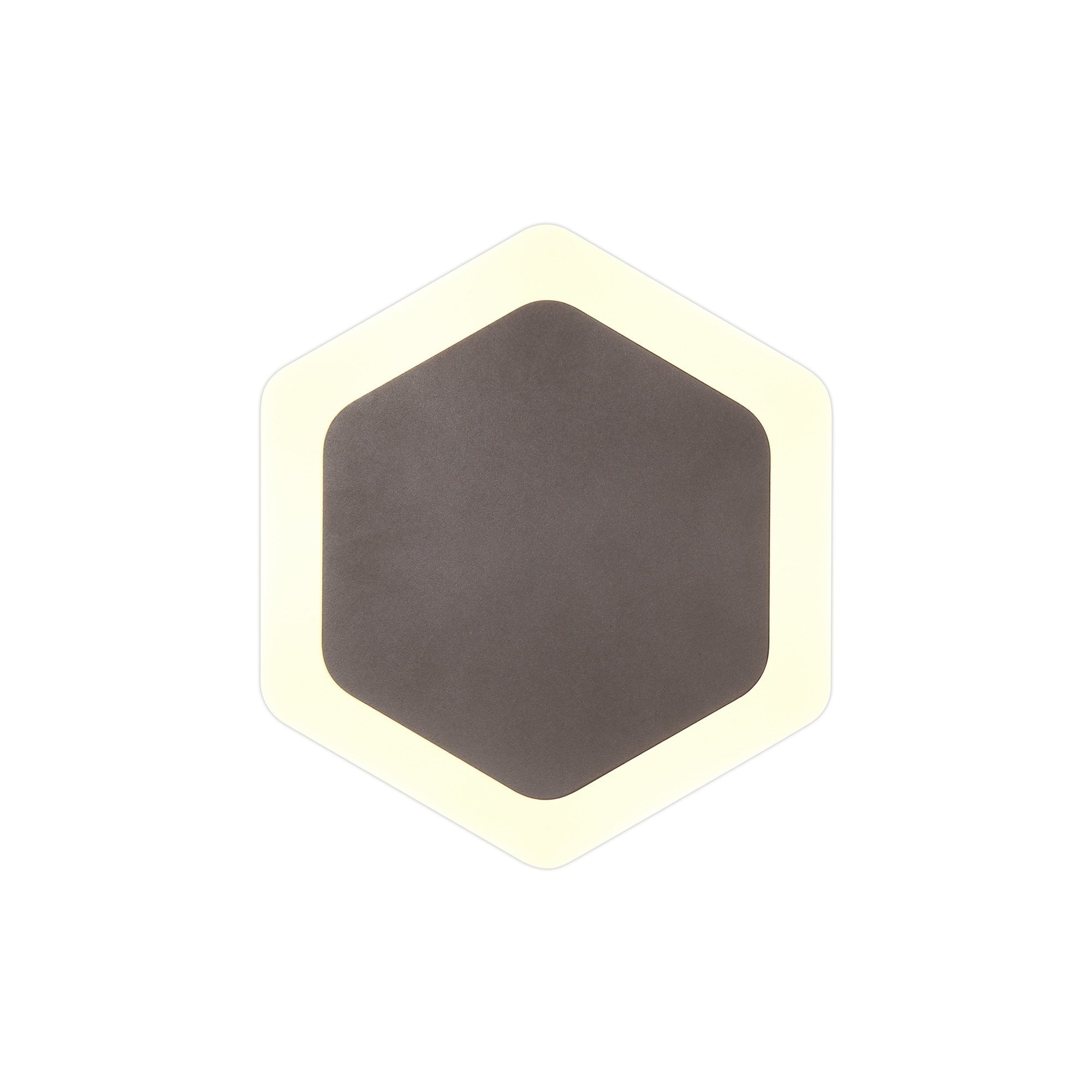 Fabula Kingsley Magnetic Base LED Wall Lamp - 15/19cm Vertical Hexagonal - Central - Coffee & Acrylic Frosted Diffuser