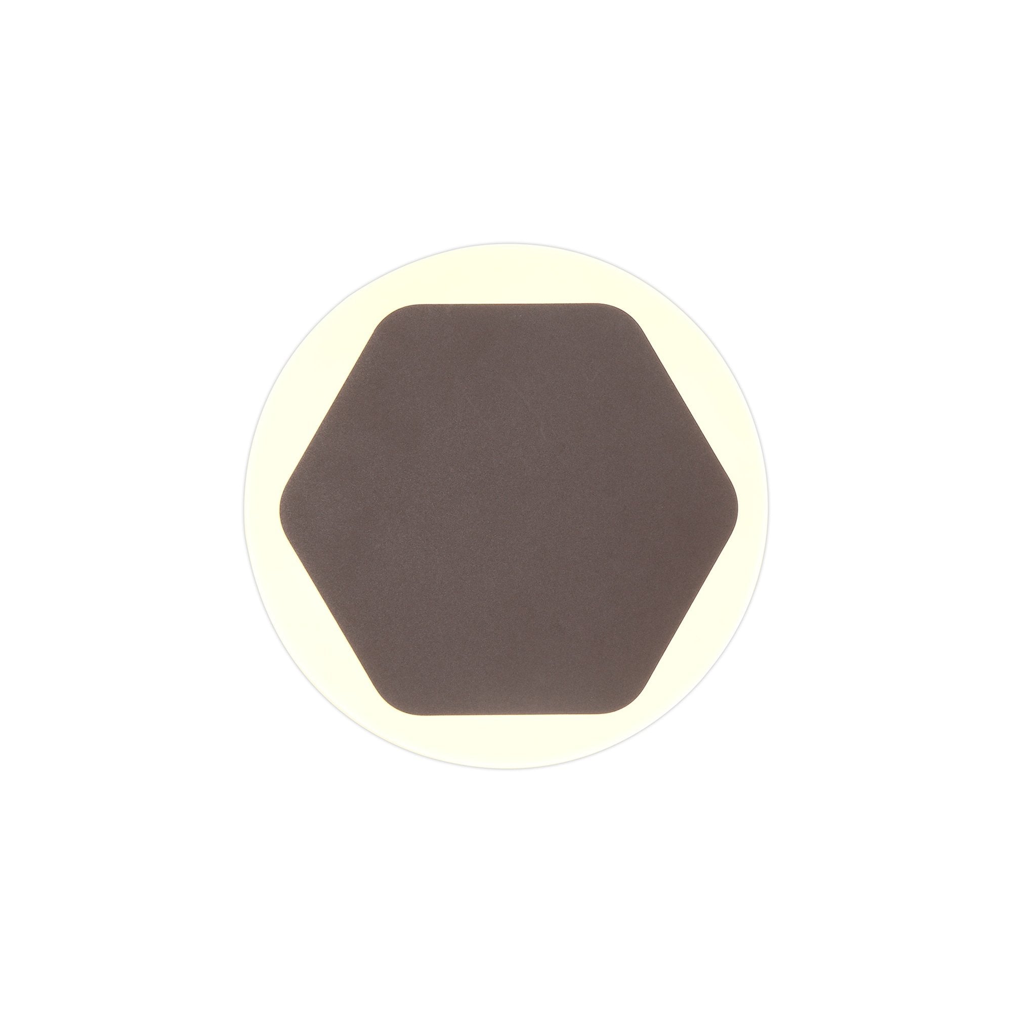 Fabula Kingsley Magnetic Base LED Wall Lamp - 15cm Horizontal Hexagonal / 19cm Round - Central - Coffee & Acrylic Frosted Diffuser