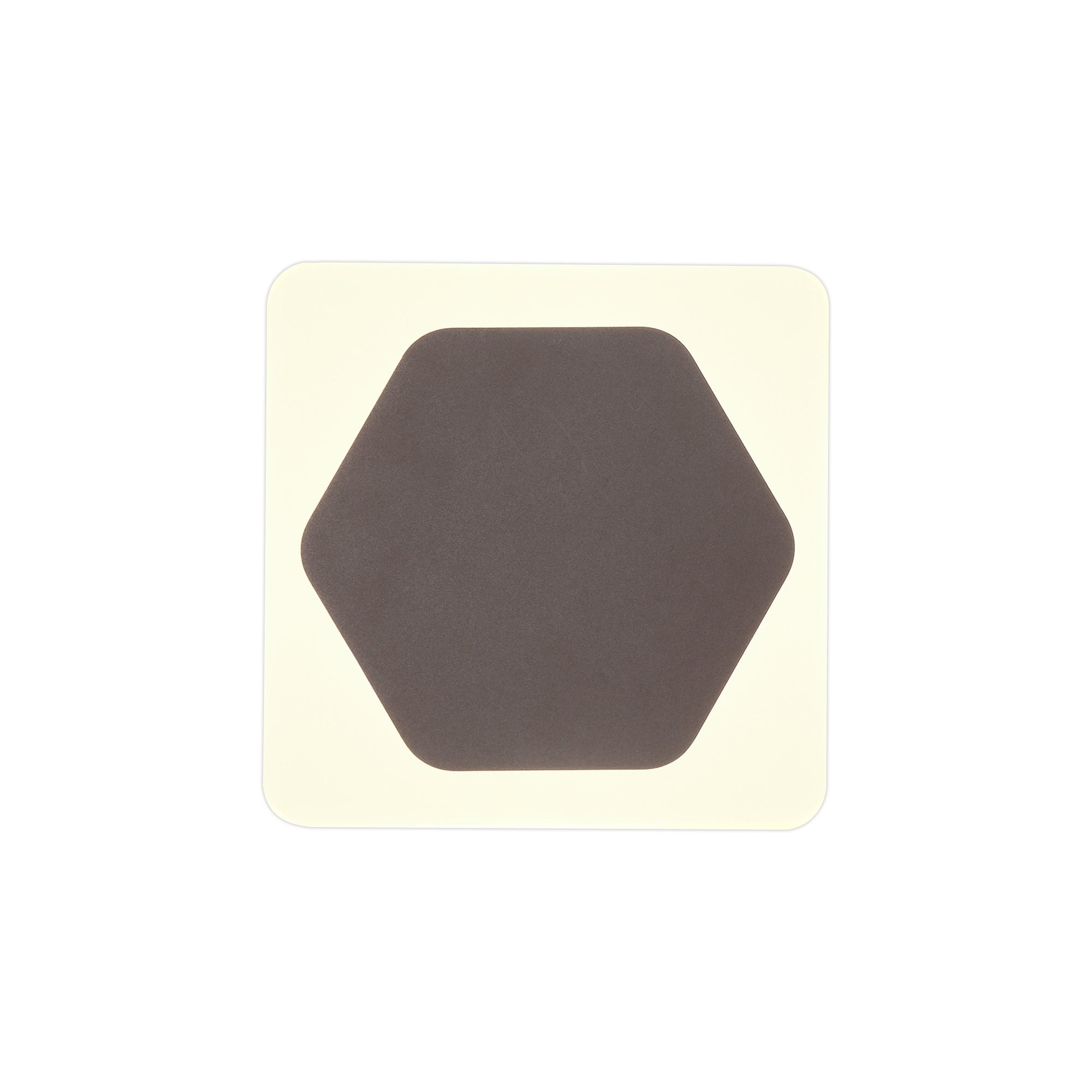 Fabula Kingsley Magnetic Base LED Wall Lamp - 15cm Horizontal Hexagonal / 19cm Square - Central - Coffee & Acrylic Frosted Diffuser