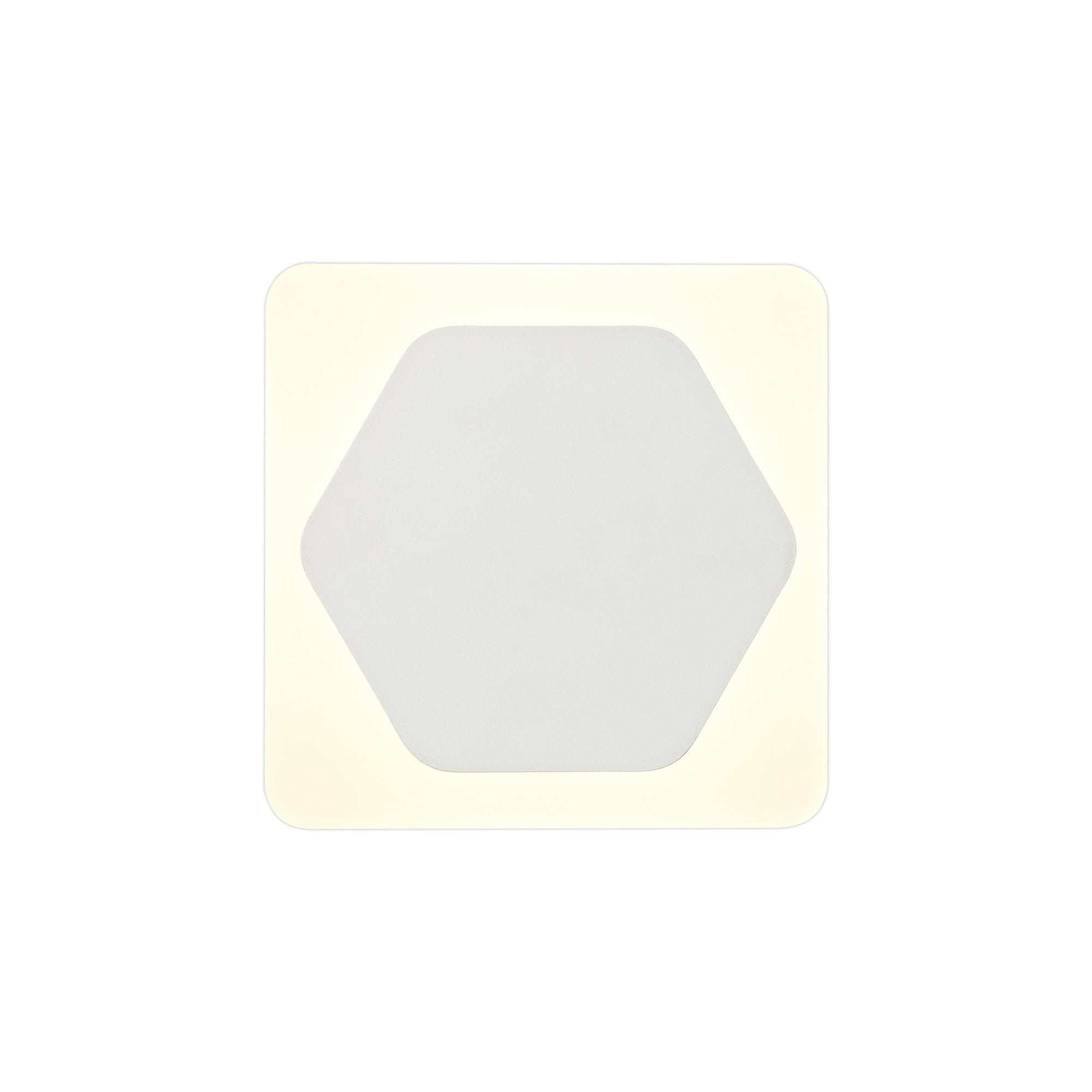 Fabula Kingsley Magnetic Base LED Wall Lamp - 15cm Horizontal Hexagonal / 19cm Square - Central - Sand White & Acrylic Frosted Diffuser