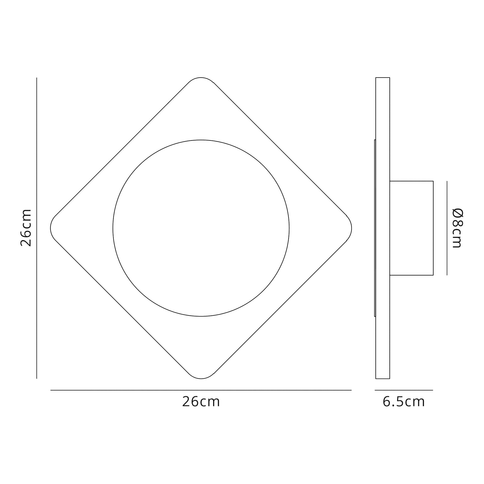 Fabula Kingsley Magnetic Base LED Wall Lamp - 15cm Round 19cm Diamond - Central - Sand White & Acrylic Frosted Diffuser