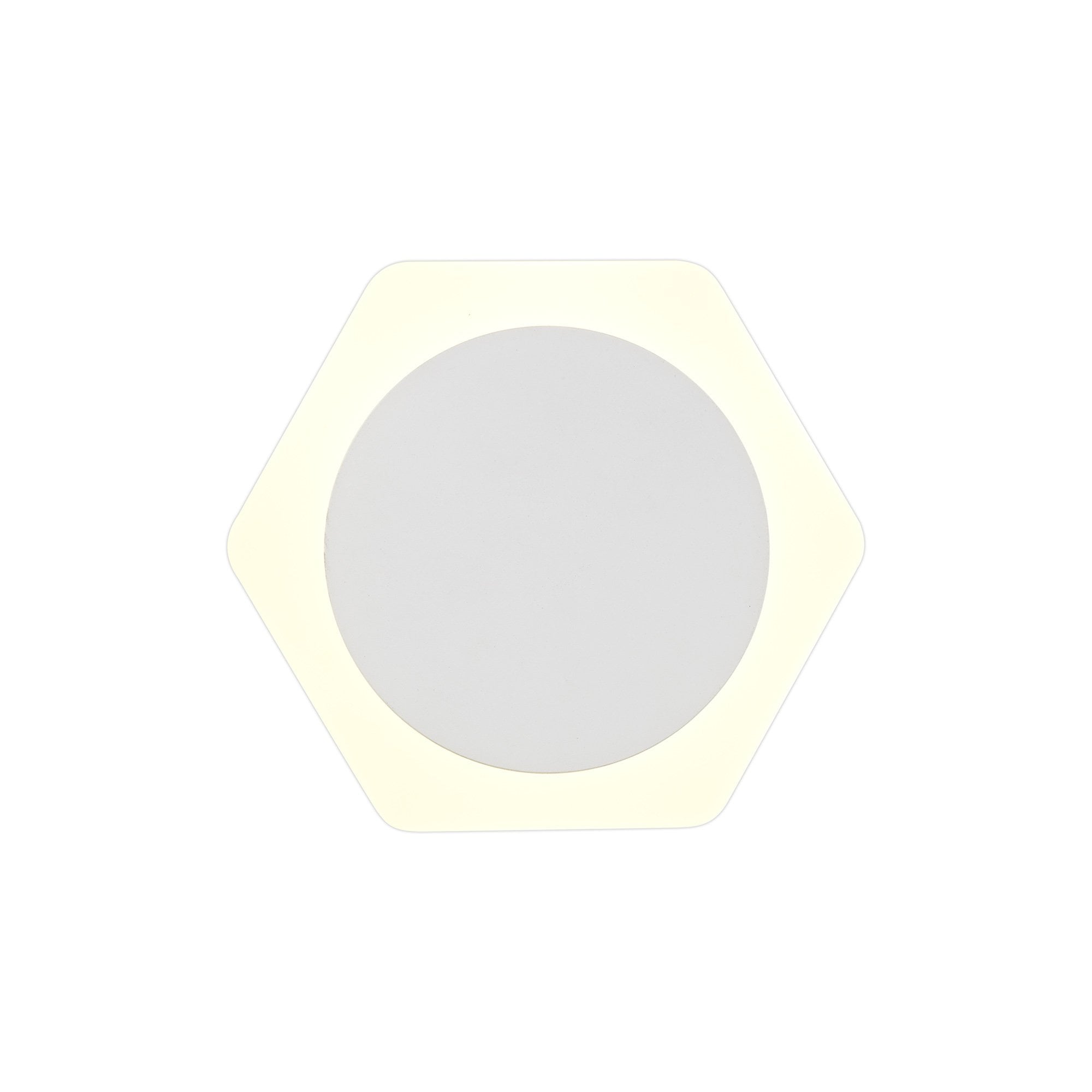 Fabula Kingsley Magnetic Base LED Wall Lamp - 15cm Round 19cm Horizontal Hexagonal - Central - Sand White & Acrylic Frosted Diffuser