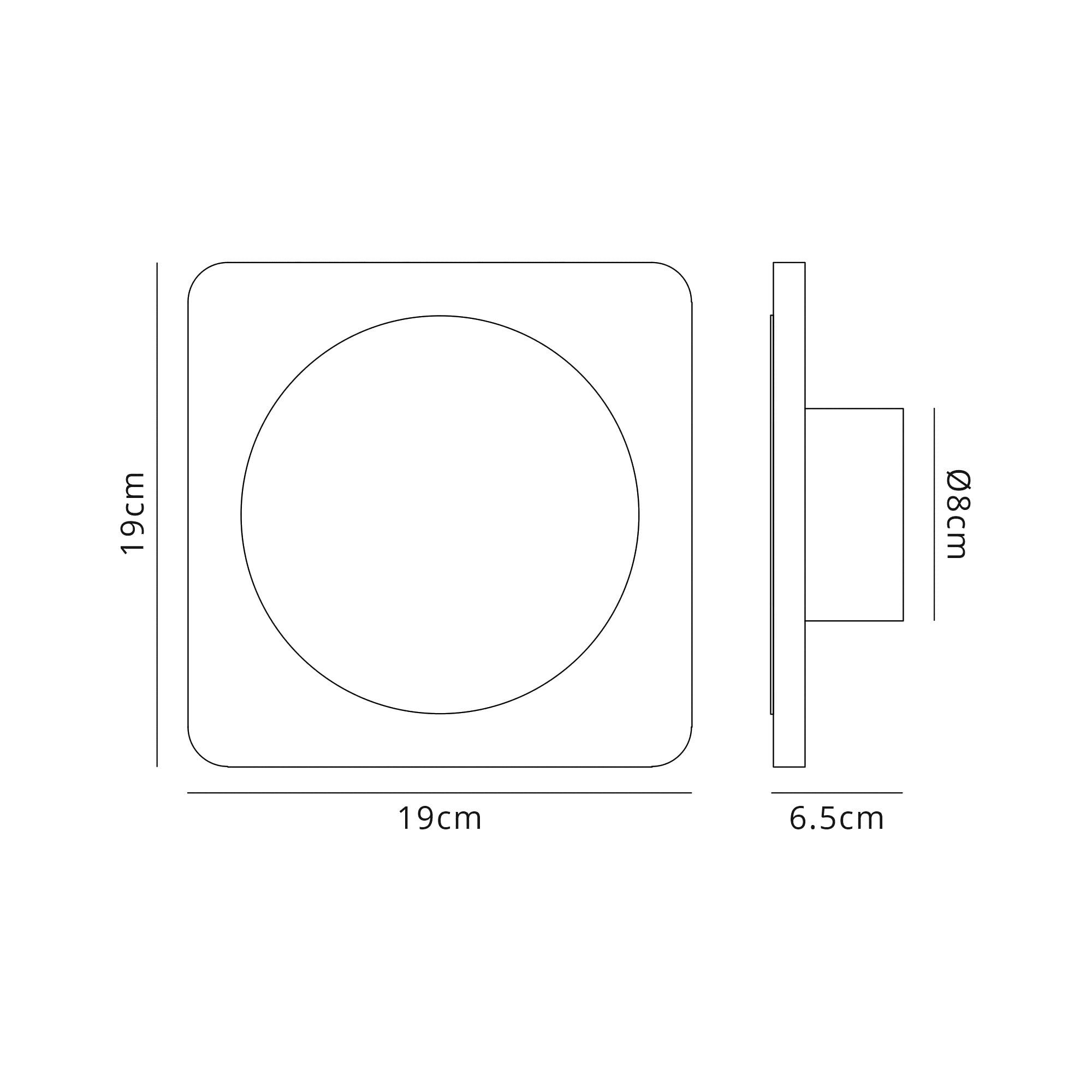 Fabula Kingsley Magnetic Base LED Wall Lamp - 15cm Round 19cm Square - Central - Coffee & Acrylic Frosted Diffuser