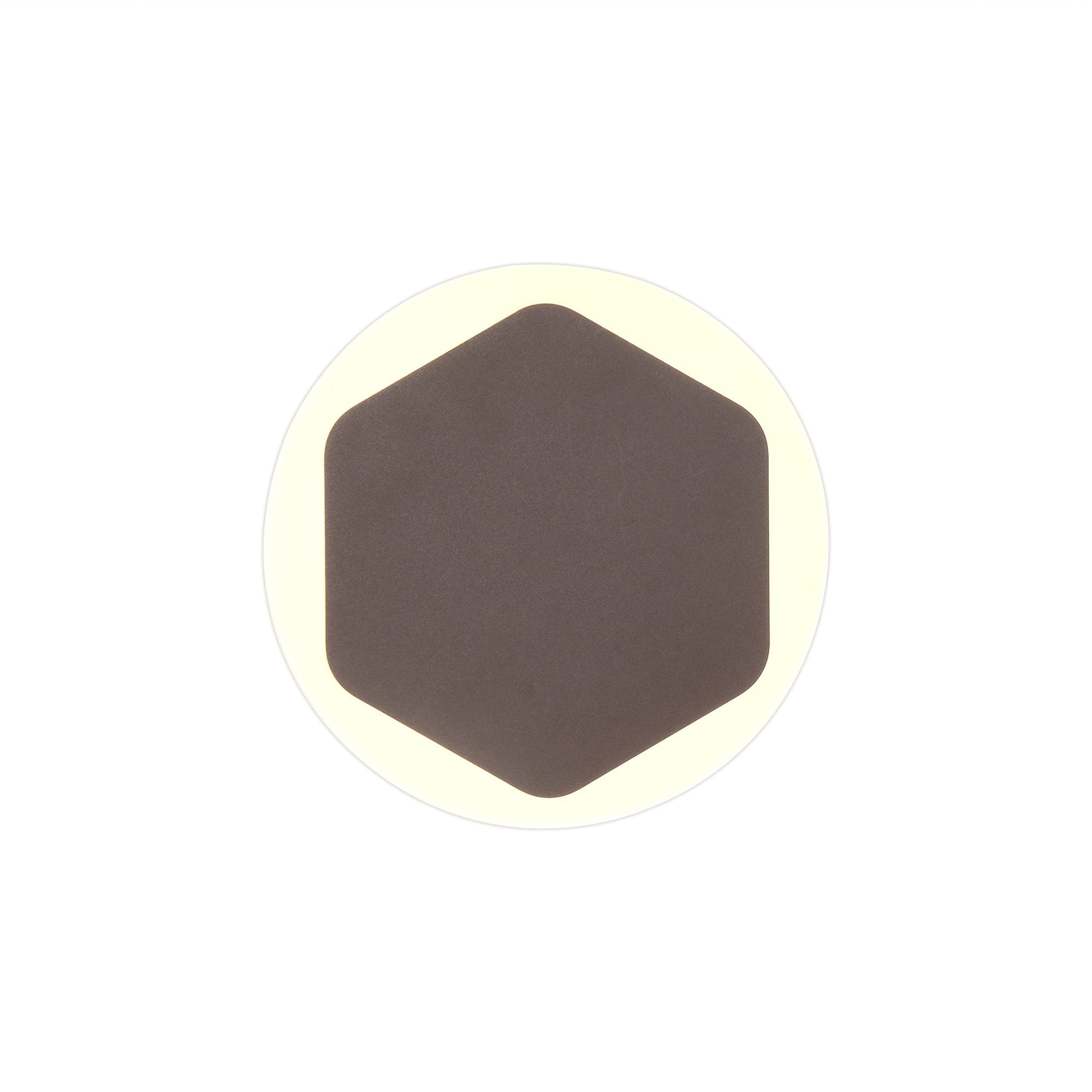 Fabula Kingsley Magnetic Base LED Wall Lamp - 15cm Vertical Hexagonal / 19cm Round - Central - Coffee & Acrylic Frosted Diffuser