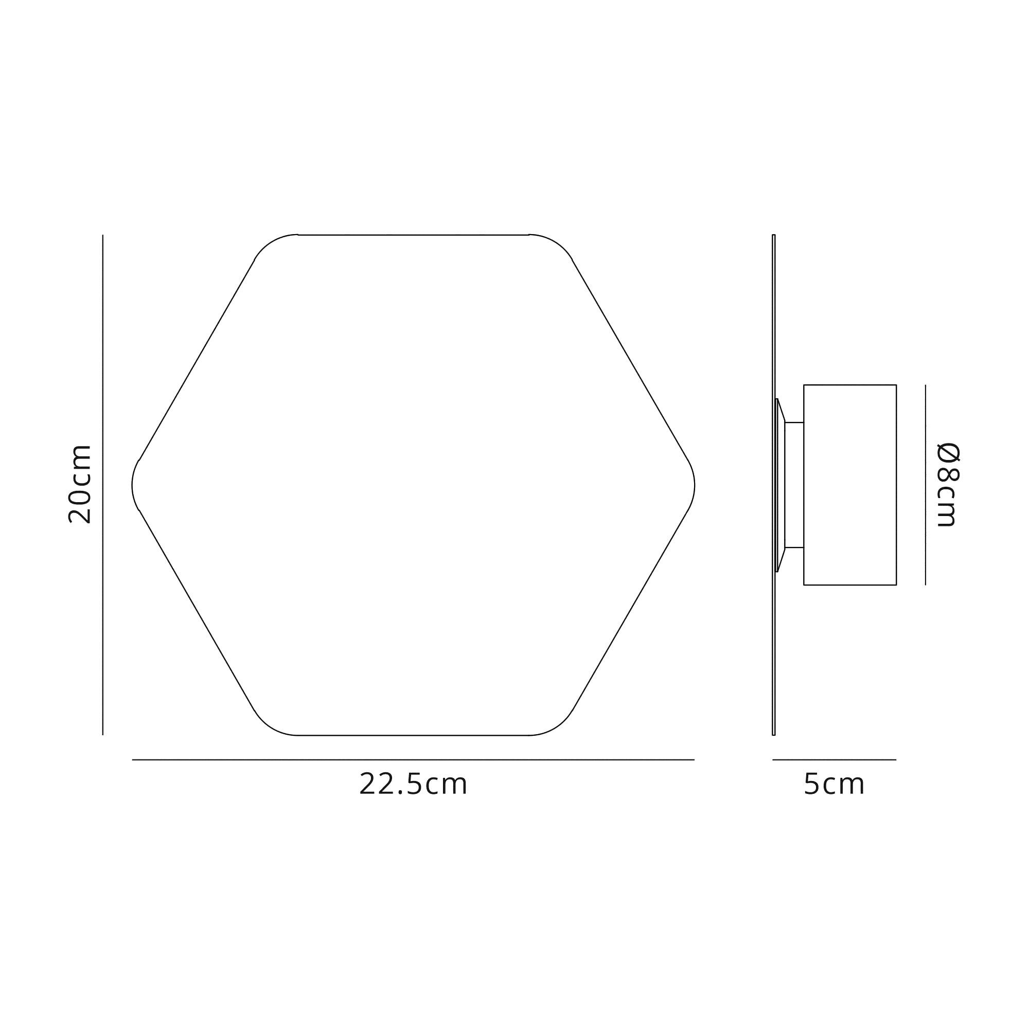 Fabula Kingsley Magnetic Base LED Wall Lamp - 20cm Horizontal Hexagonal - Coffee