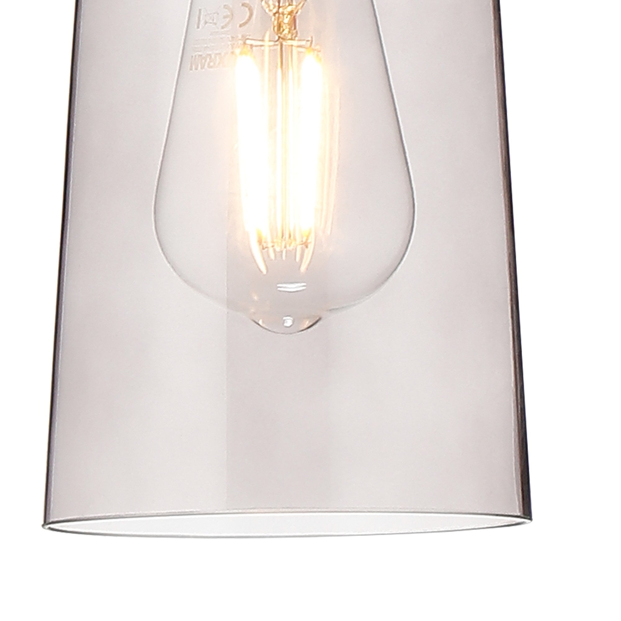 Fabula Laurel Single Pendant - Small Cylindrical Cone Shade - Concrete & Smoked Grey Glass