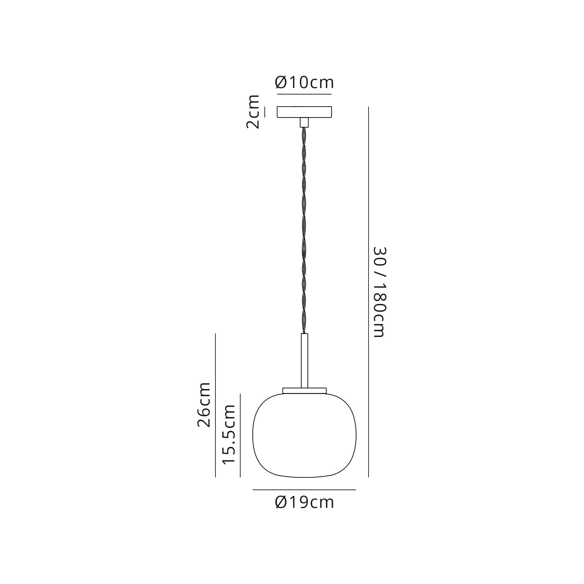 Fabula Littleton Small Single Oval Ball Pendant - Matt Black & Frosted White Glass