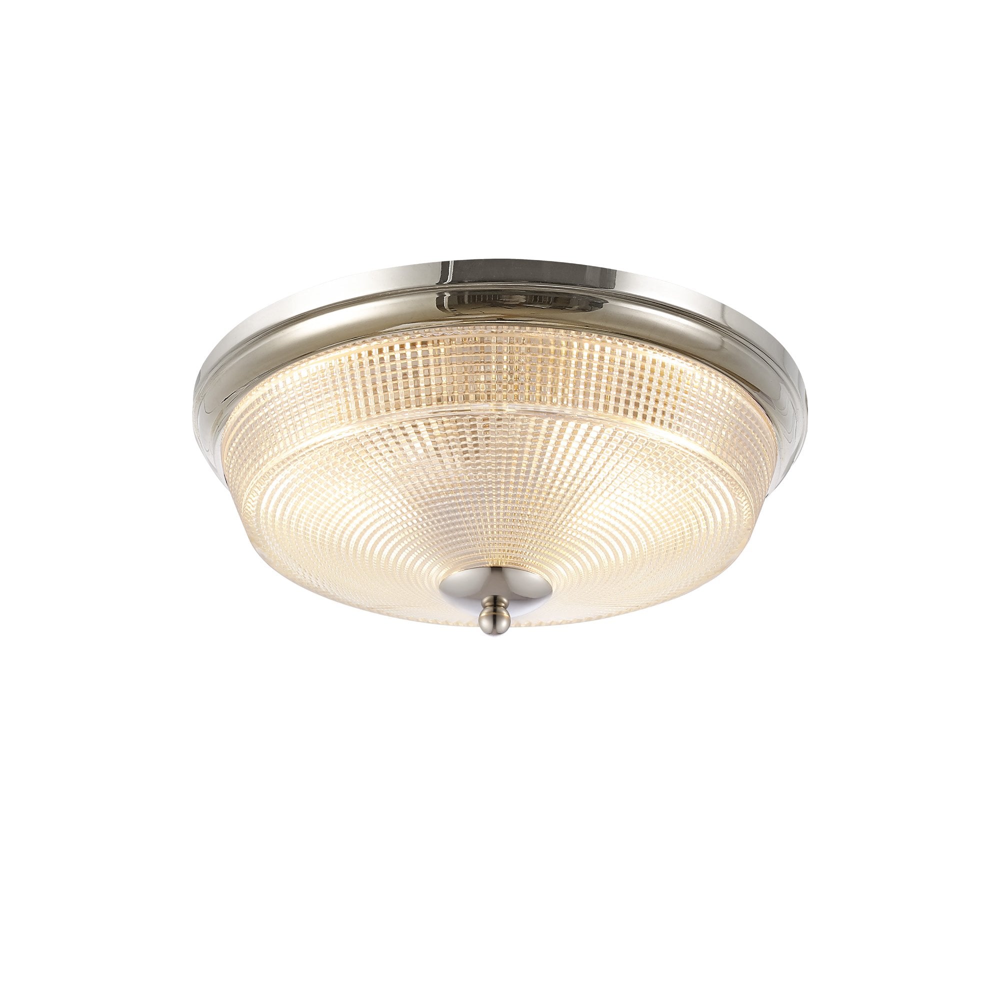 Fabula Antlers 2 Light Flush Light - Polished Nickel & Prismatic Glass - IP44