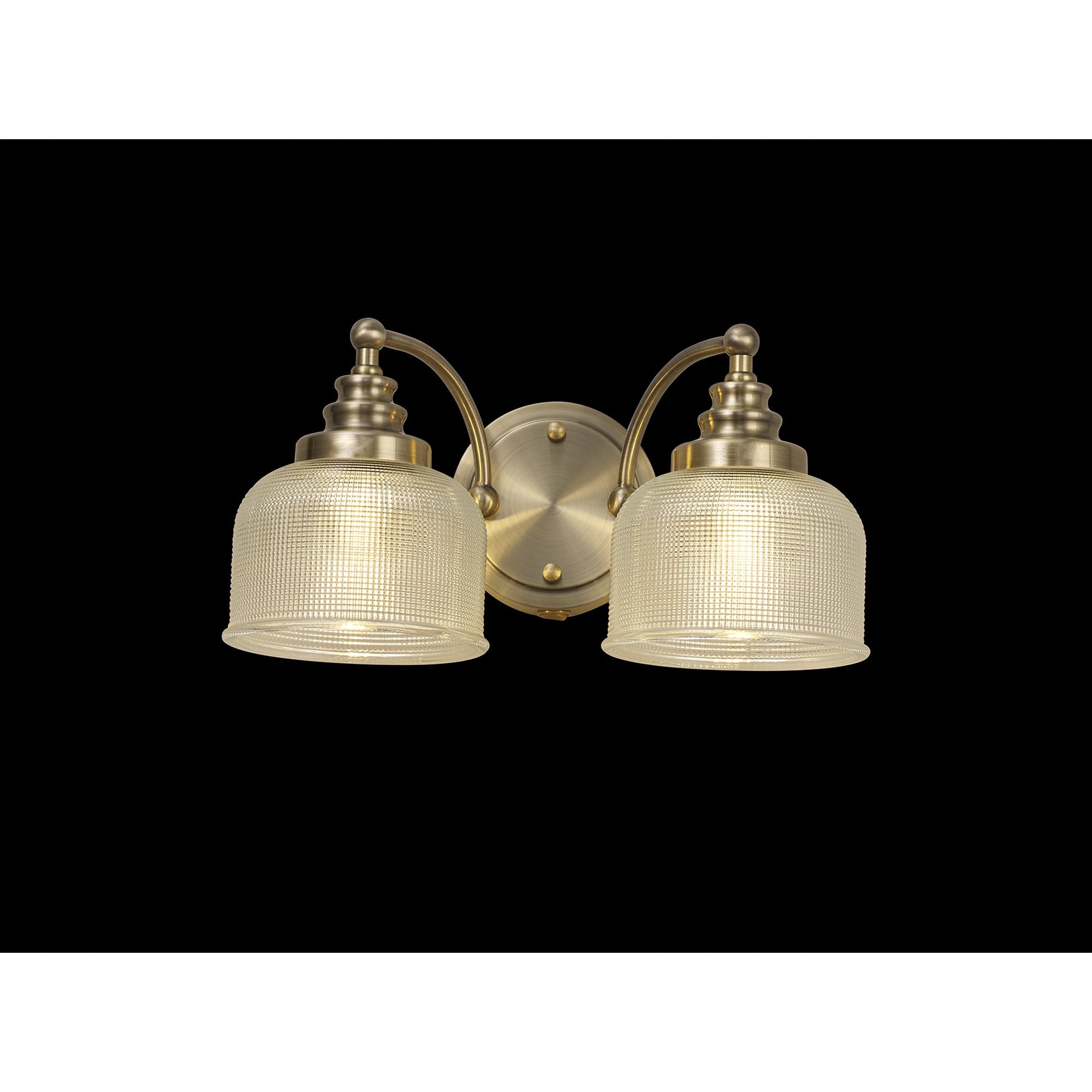 Fabula Maida 2 Light Wall Lamp - Antique Brass & Prismatic Glass