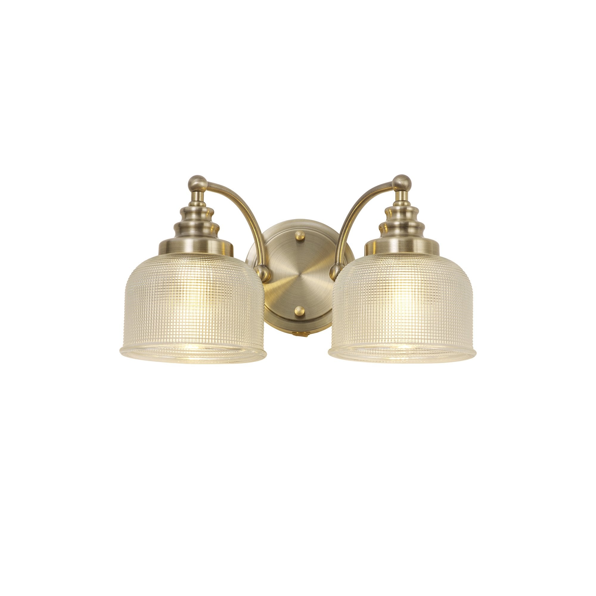 Fabula Maida 2 Light Wall Lamp - Antique Brass & Prismatic Glass